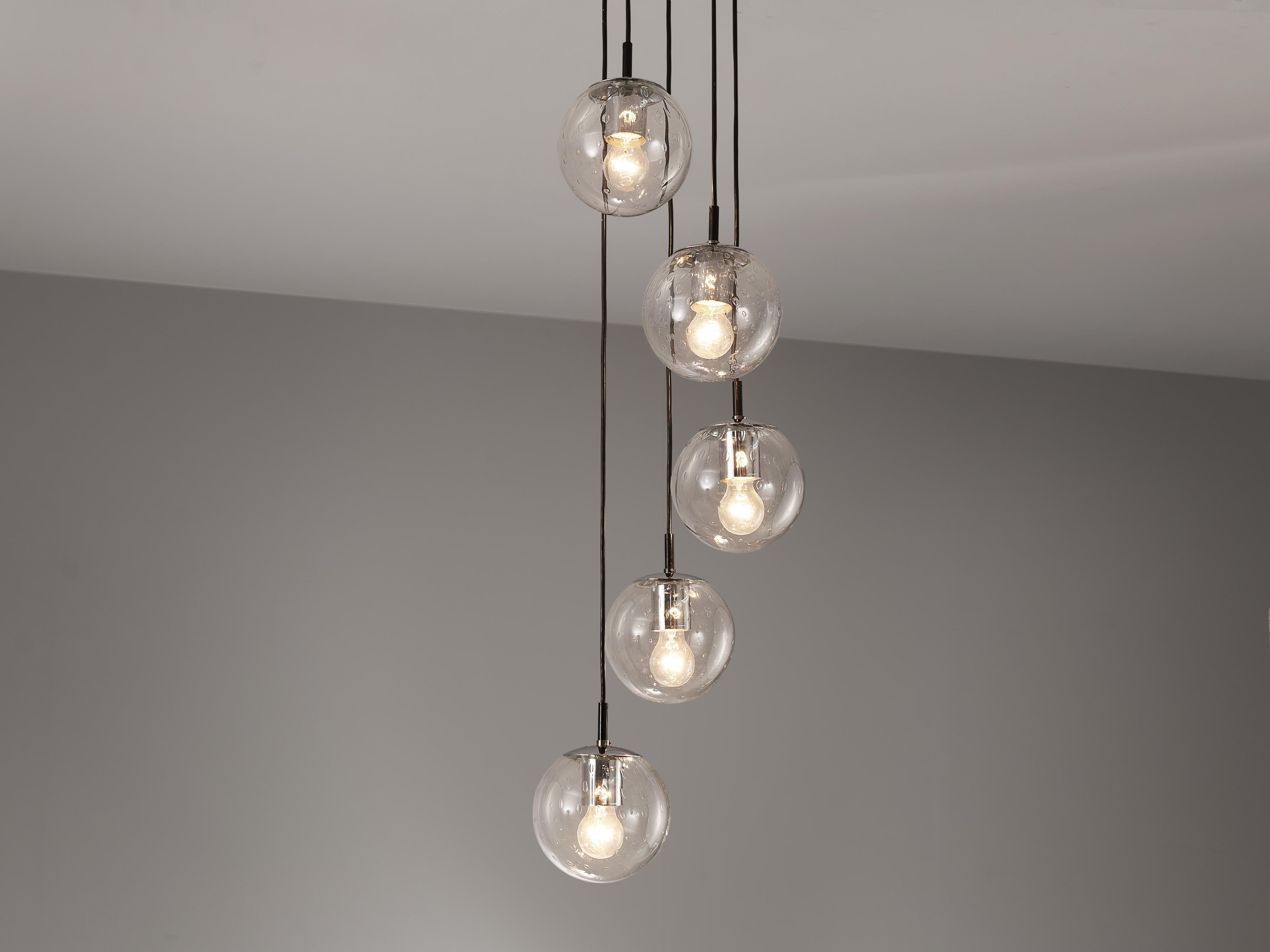 RAAK Pendant Lamp with Five 'Bubble' Spheres in Glass lighting Morentz