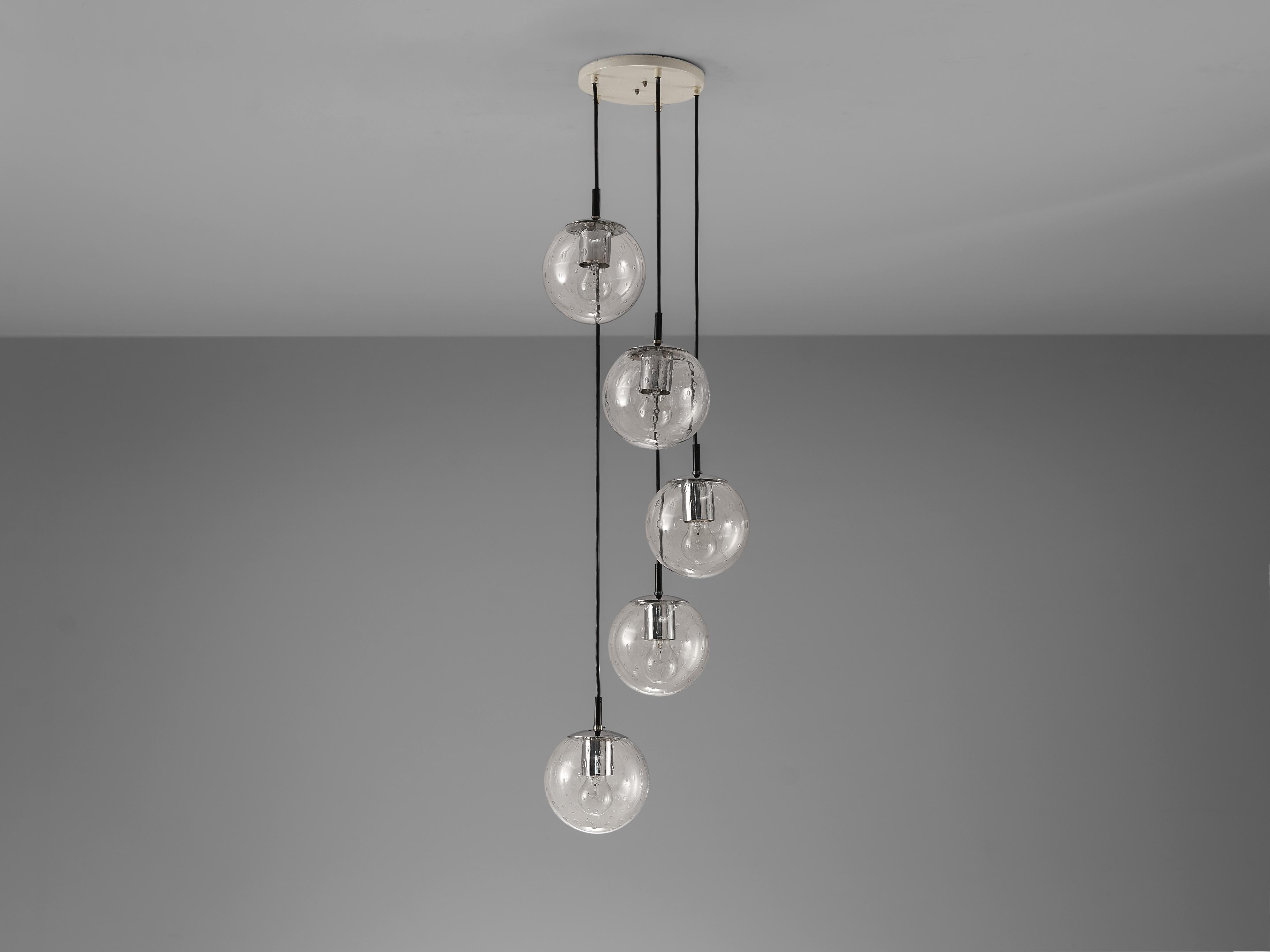 RAAK Pendant Lamp with Five 'Bubble' Spheres in Glass lighting Morentz