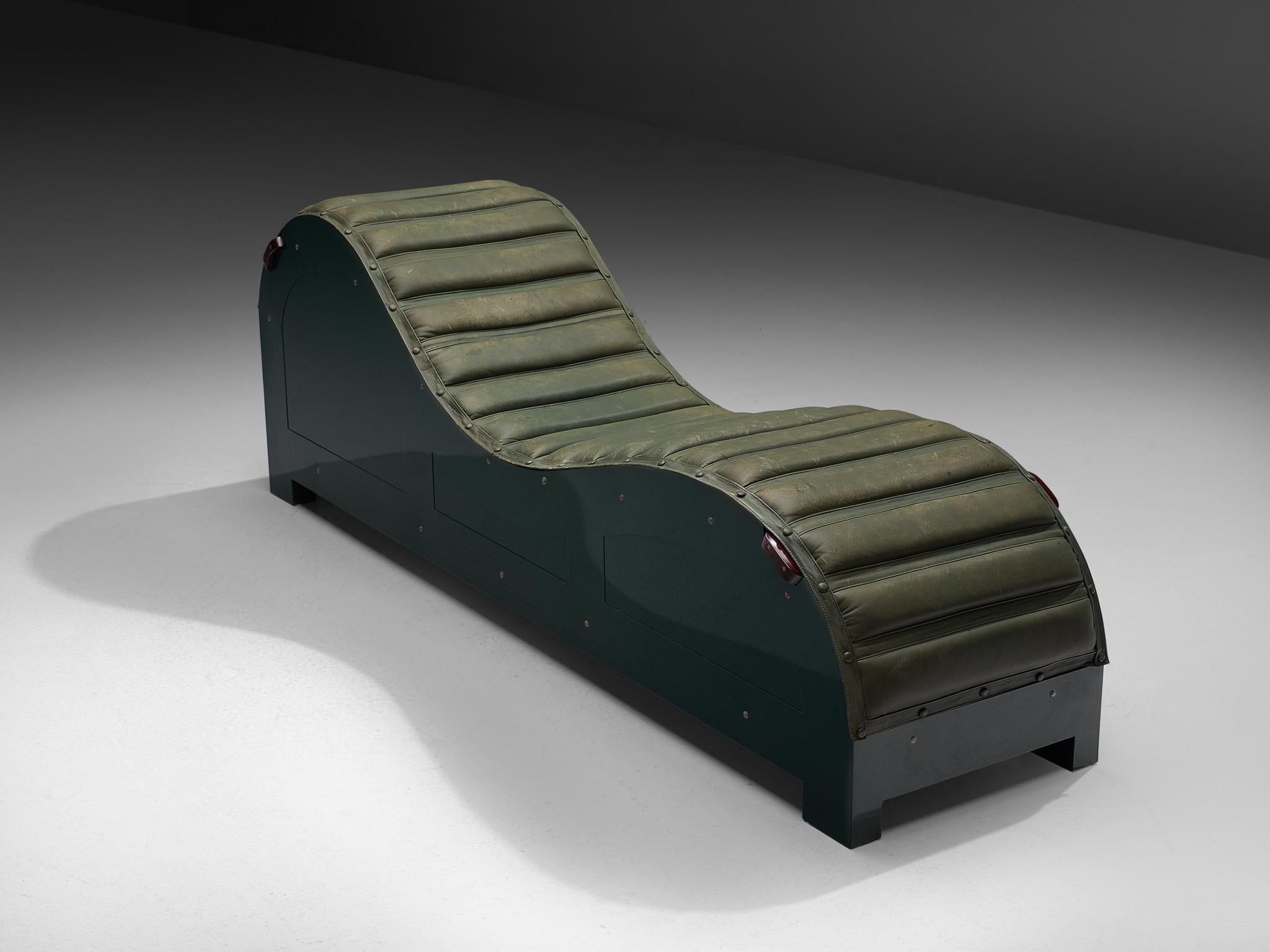 Mats Theselius for Källemo Limited Edition Chaise Lounge in Green Leather
