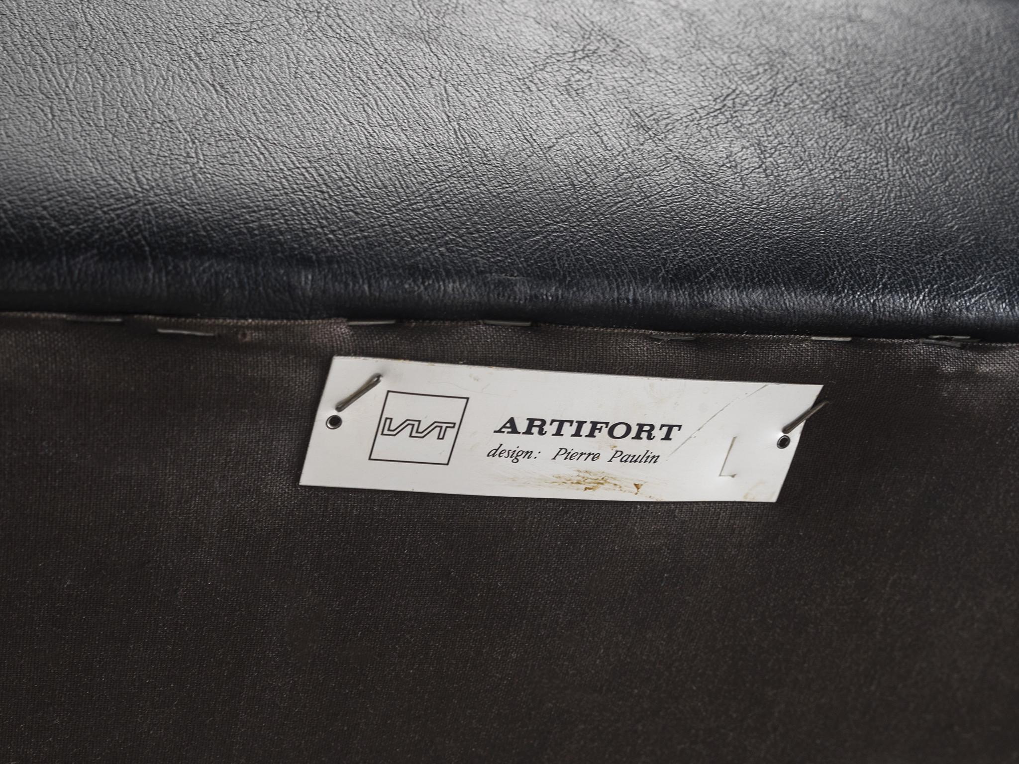 Pierre Paulin for Artifort Lounge Chair in Black Leather seating Morentz