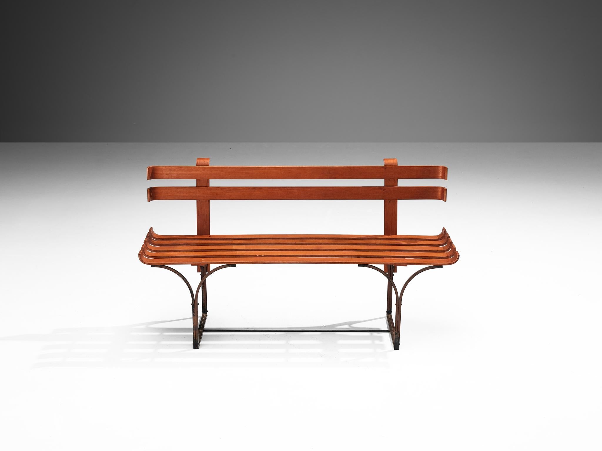 Italian Bench in Plywood and Metal seating Morentz
