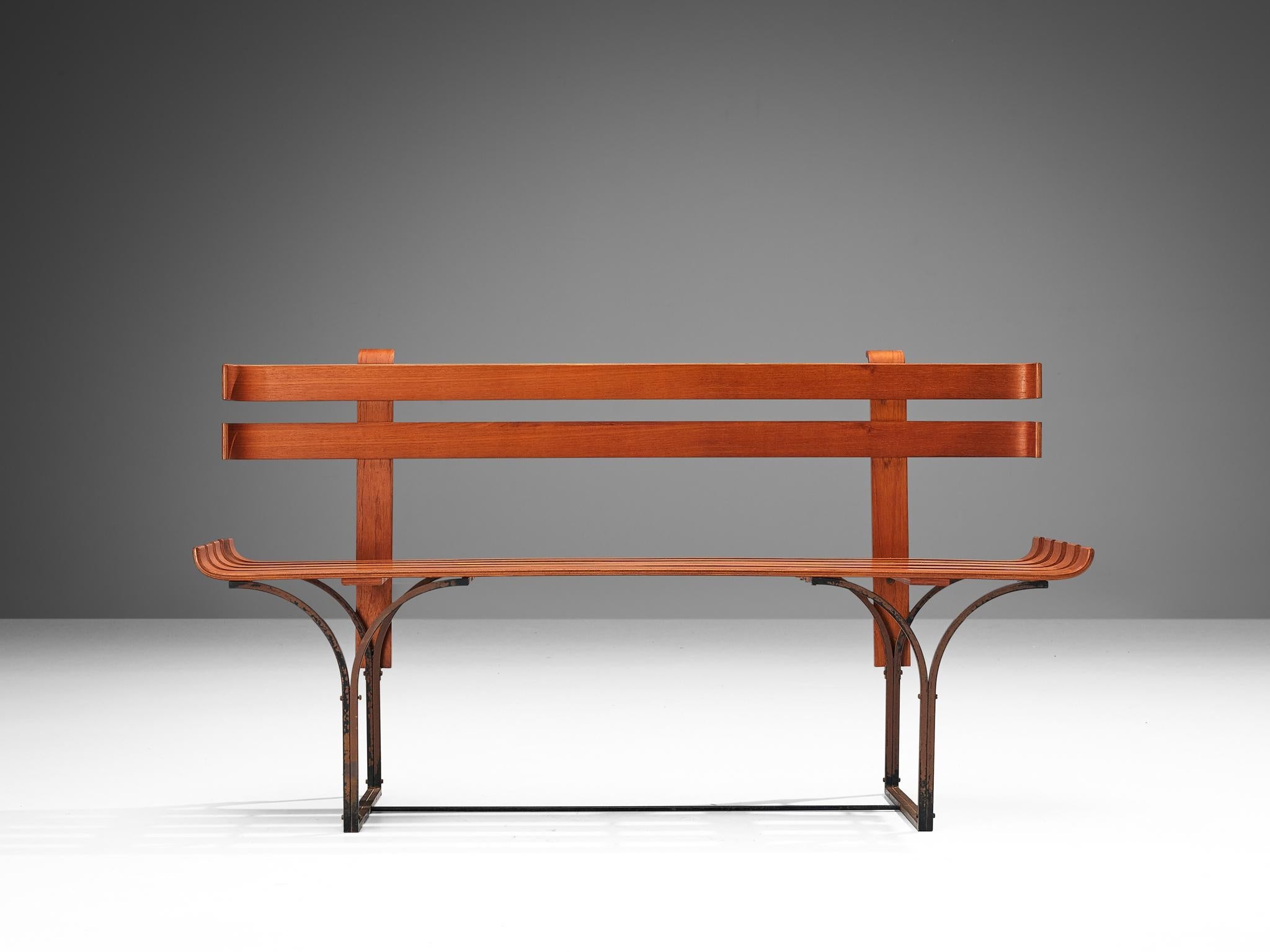 Italian Bench in Plywood and Metal seating Morentz