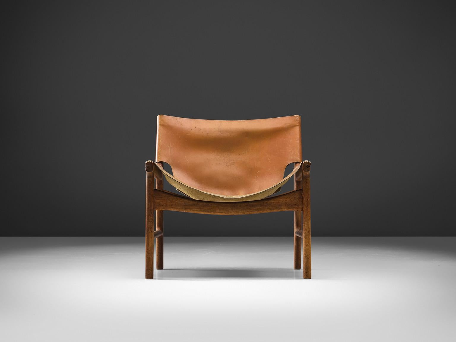 Illum Wikkelsø Easy Chair in Oak and Leather seating Morentz