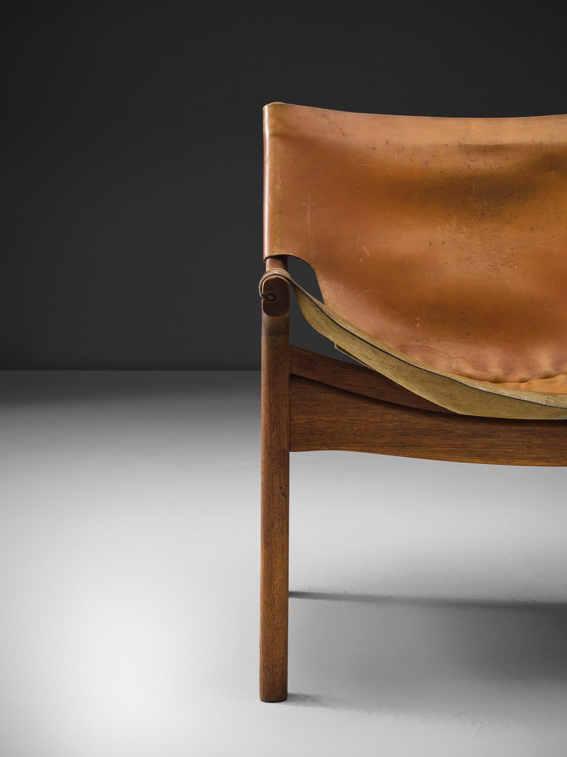 Illum Wikkelsø Easy Chair in Oak and Leather seating Morentz