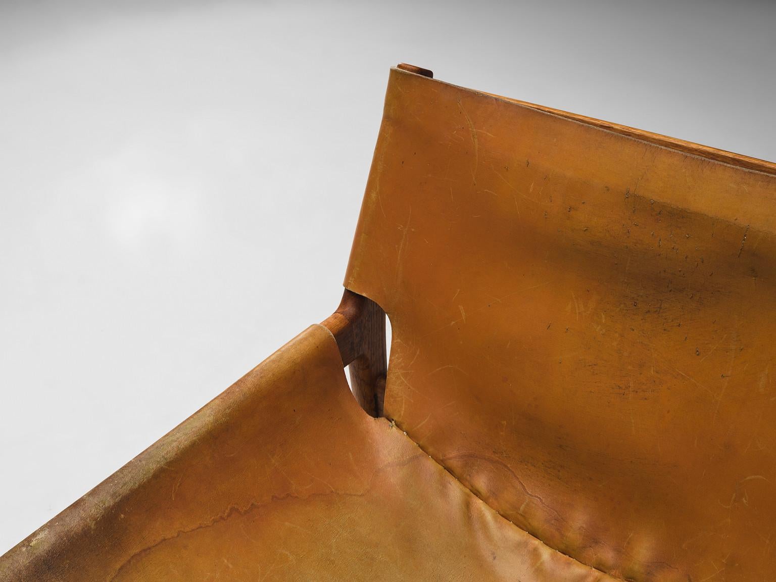 Illum Wikkelsø Easy Chair in Oak and Leather seating Morentz