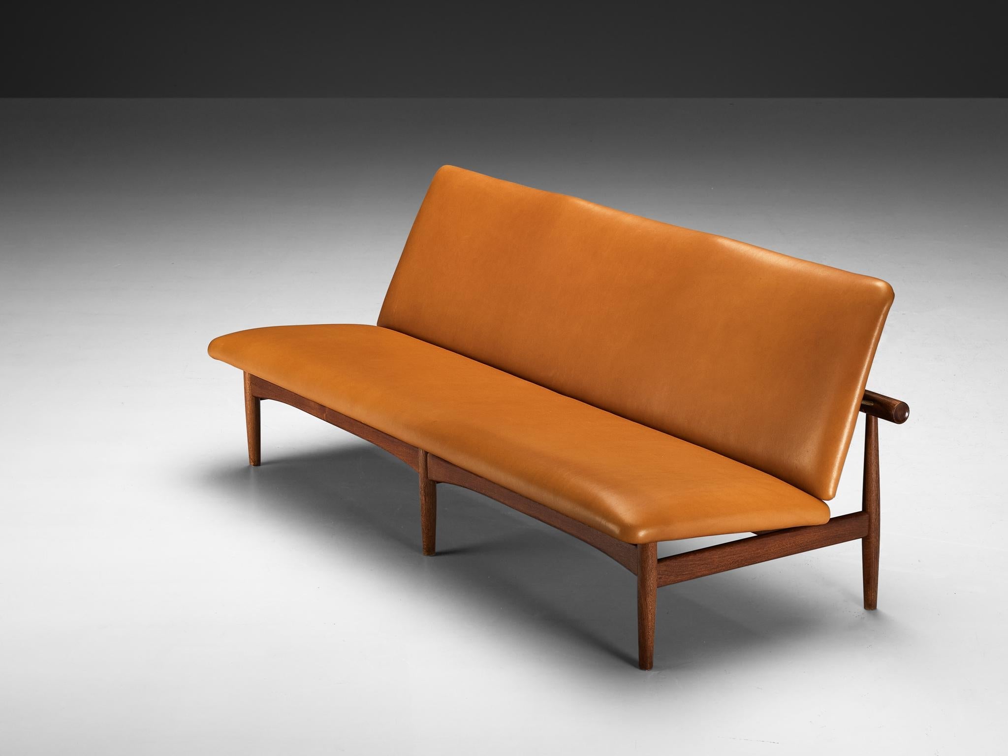 Finn Juhl for France & Søn ‘Japan’ Sofa in Teak and Cognac Leather