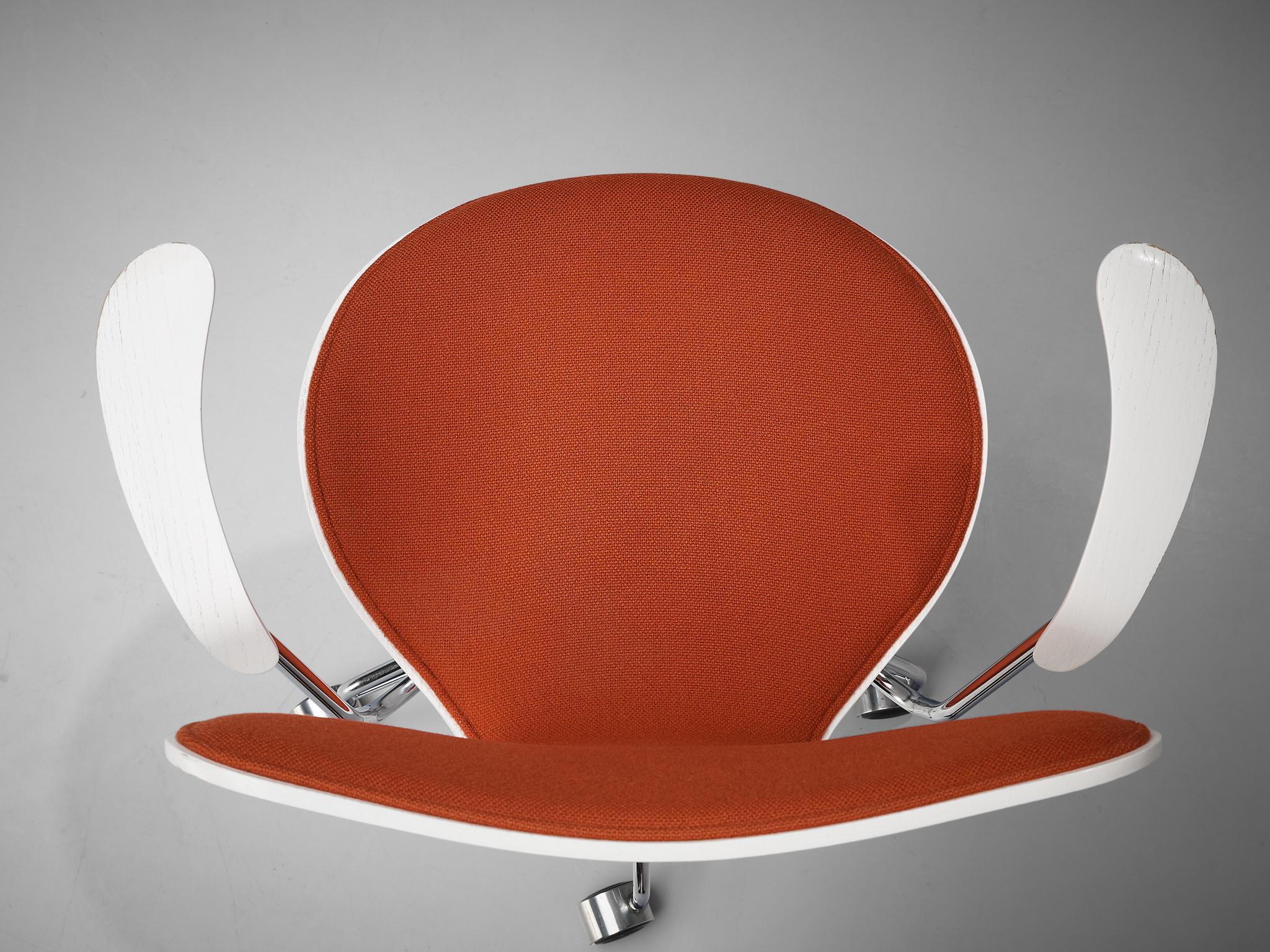 Arne Jacobsen for Fritz Hansen Office Chair in Red Upholstery