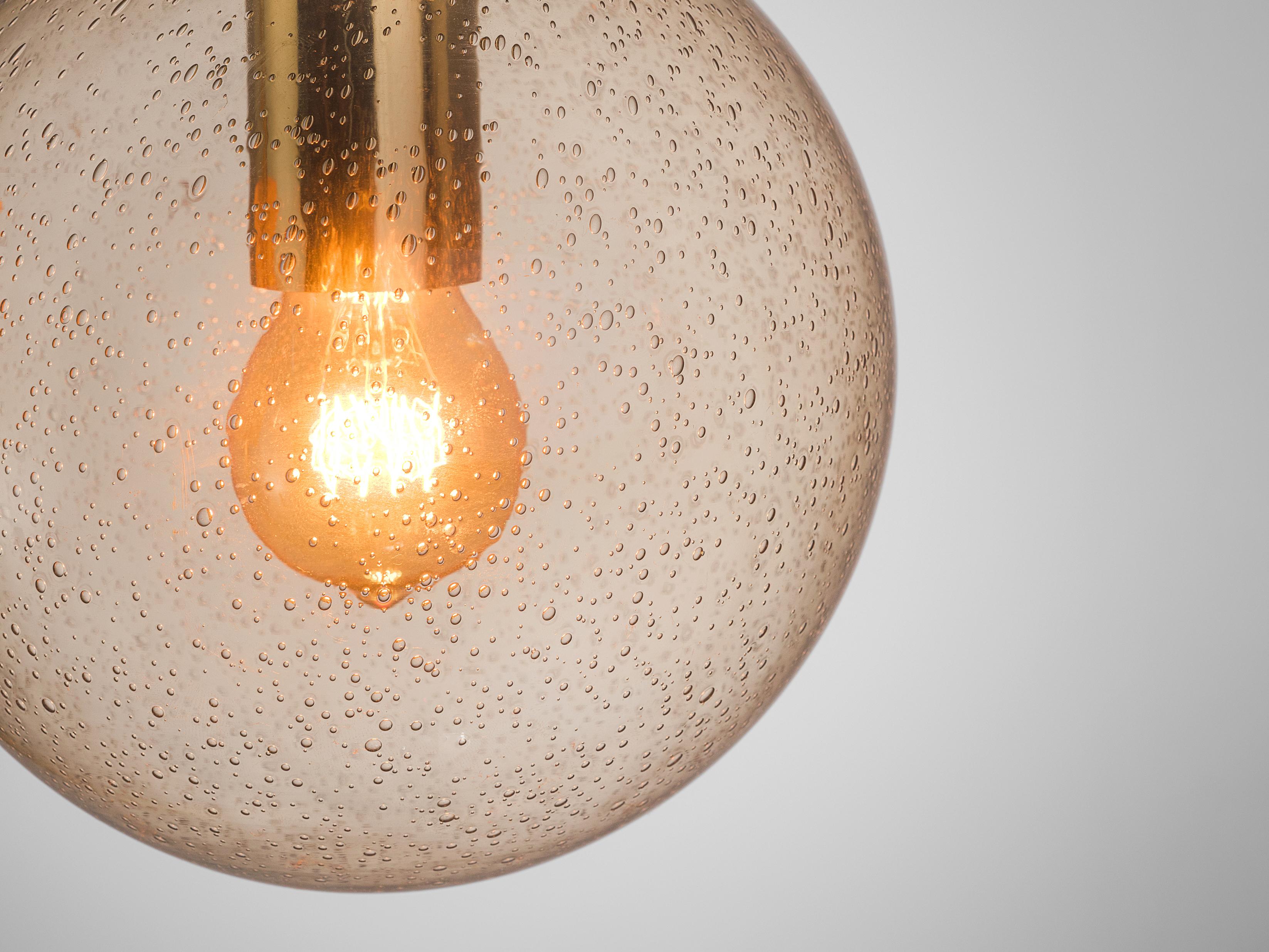 RAAK Pendants in Smoked Pulegoso Glass and Brass lighting Morentz