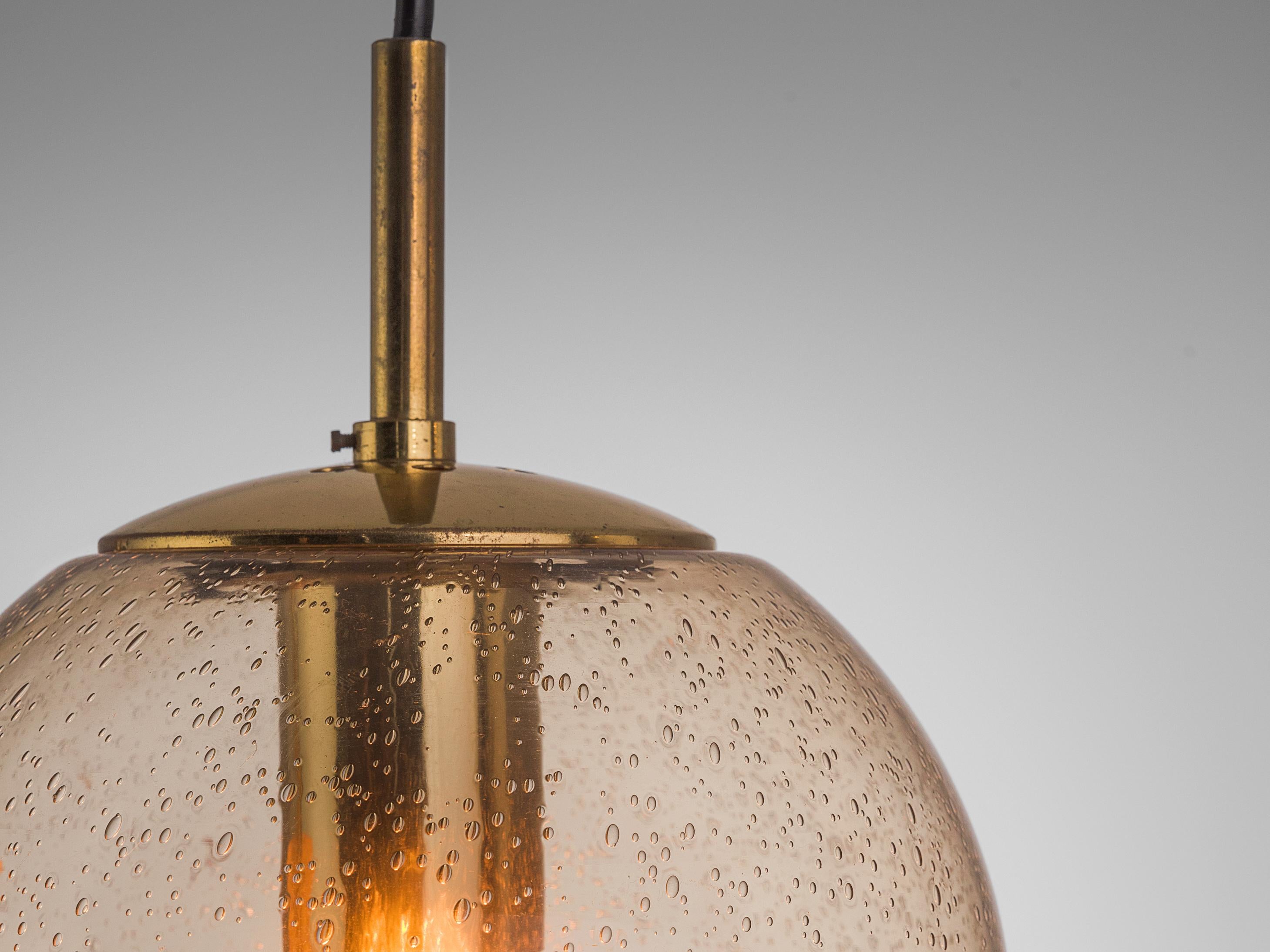 RAAK Pendants in Smoked Pulegoso Glass and Brass lighting Morentz