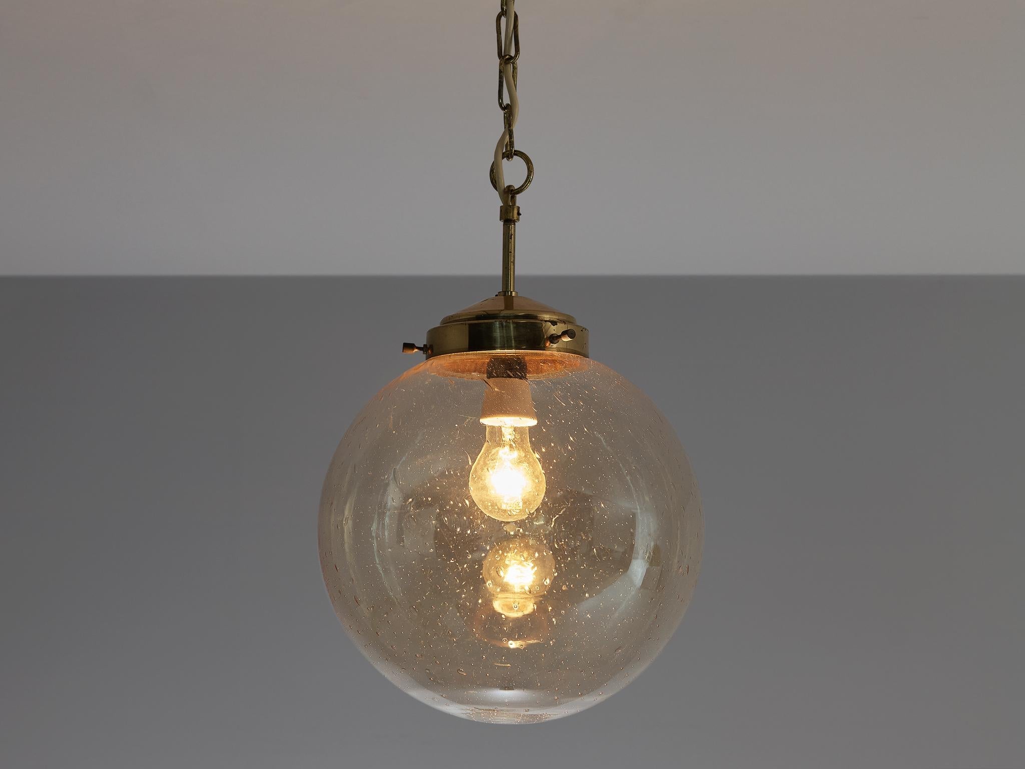 Pendant in Smoked Blown Glass and Brass lighting Morentz