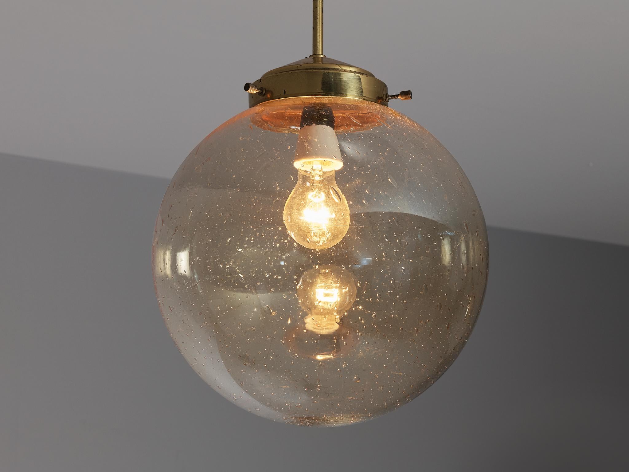 Pendant in Smoked Blown Glass and Brass lighting Morentz