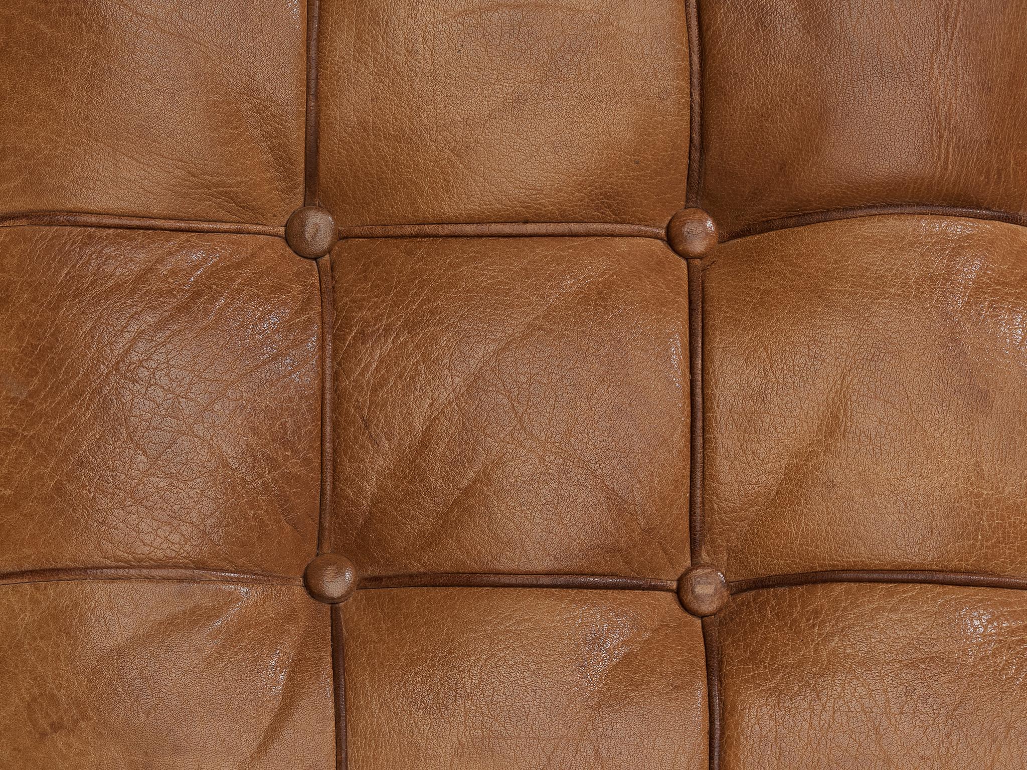 Arne Norell Ottoman 'Merkur' in Brown Leather seating Morentz