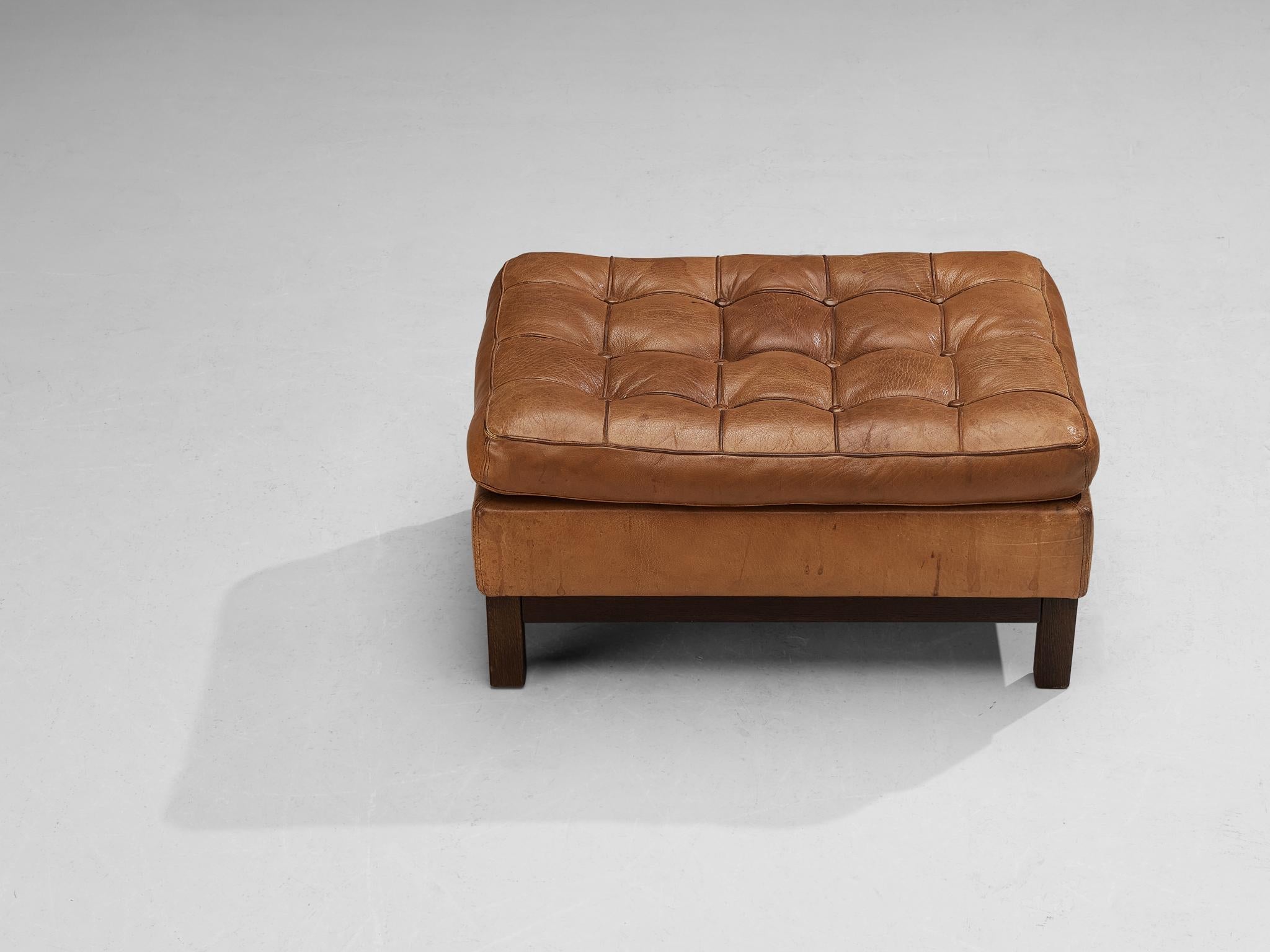 Arne Norell Ottoman 'Merkur' in Brown Leather seating Morentz