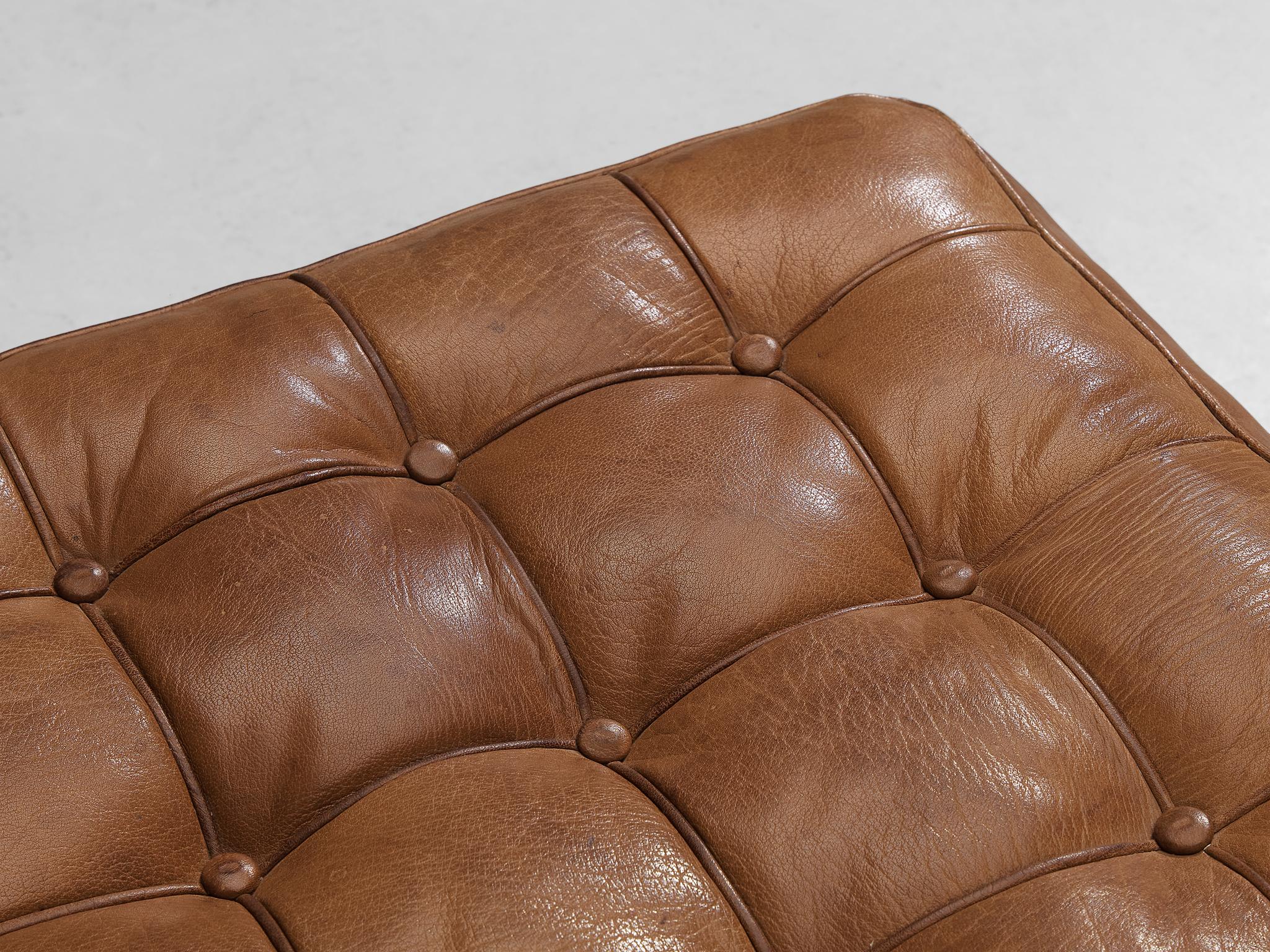 Arne Norell Ottoman 'Merkur' in Brown Leather seating Morentz