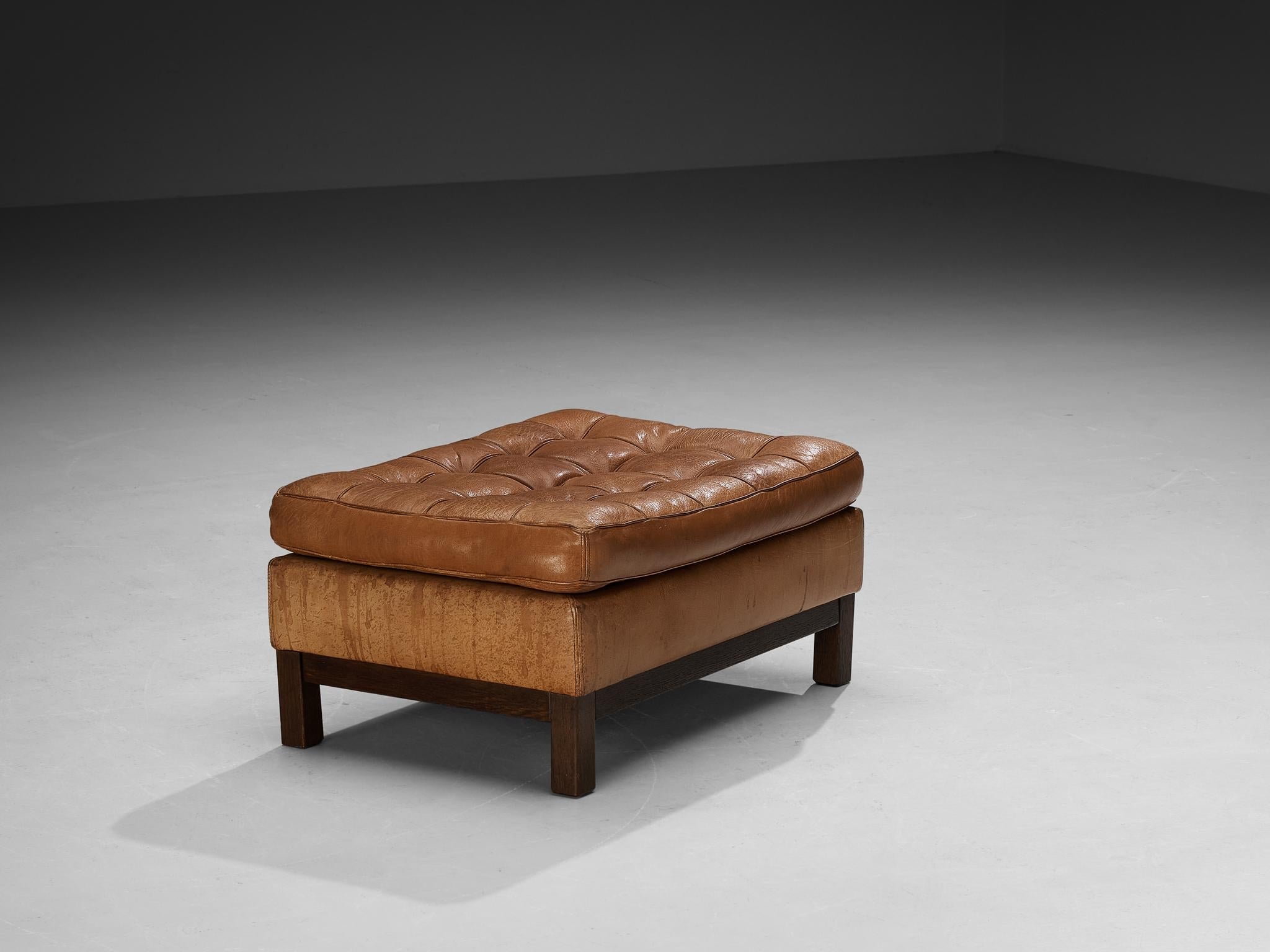 Arne Norell Ottoman 'Merkur' in Brown Leather seating Morentz