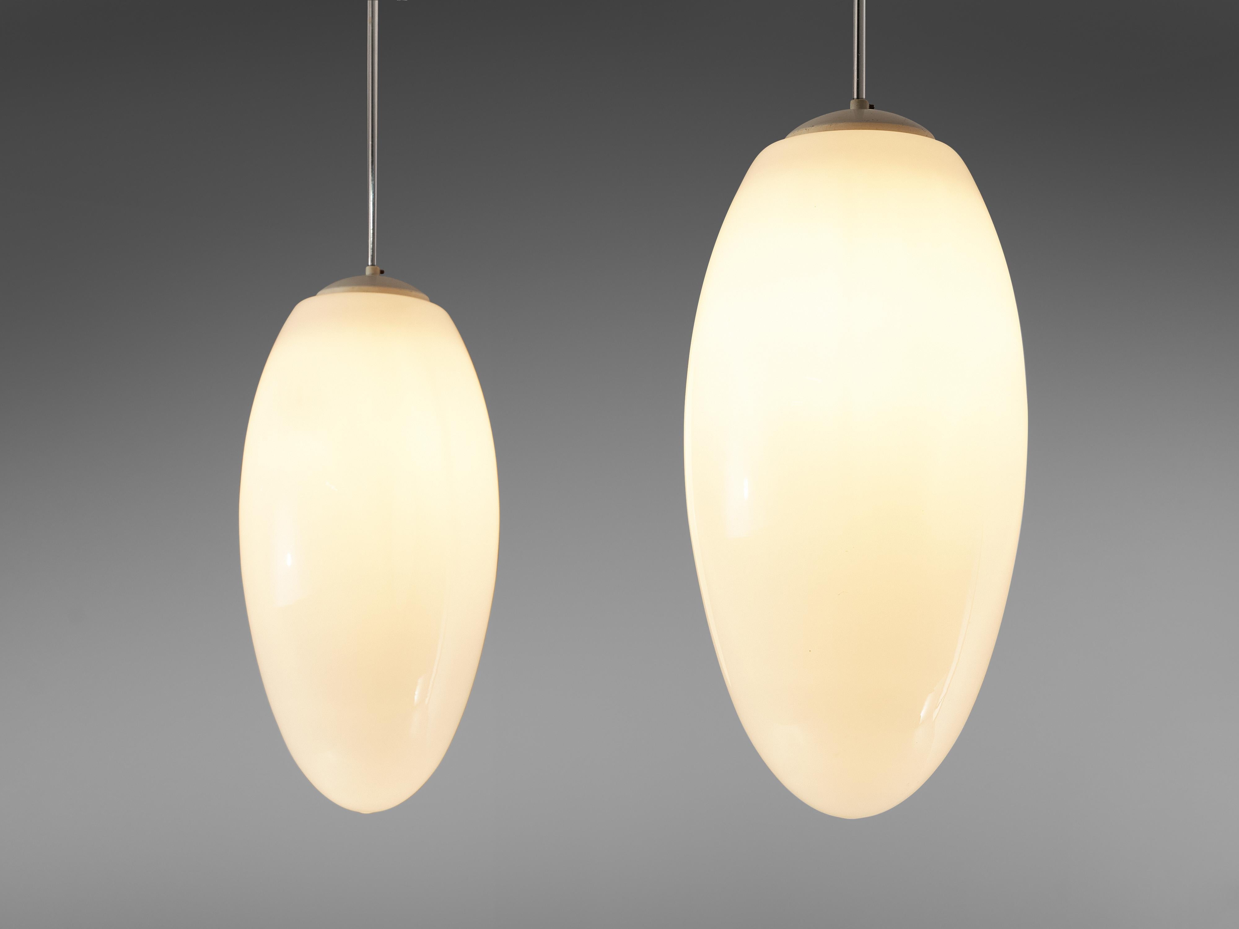 Pendant Lamps in Opaline Glass and Metal lighting Morentz