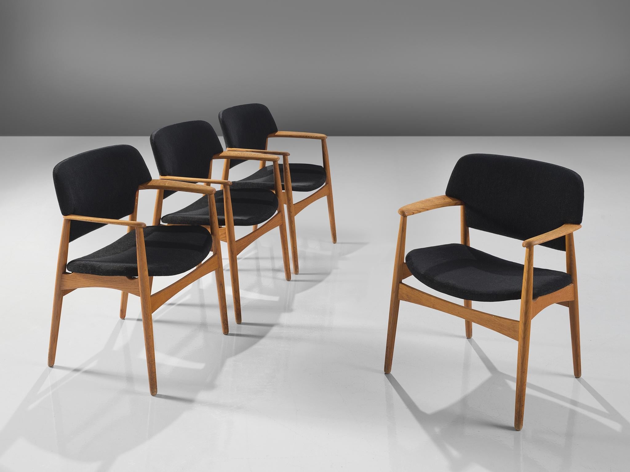 Aksel Bender Madsen for Fritz Hansen Set of Four Armchairs in Oak seating Morentz