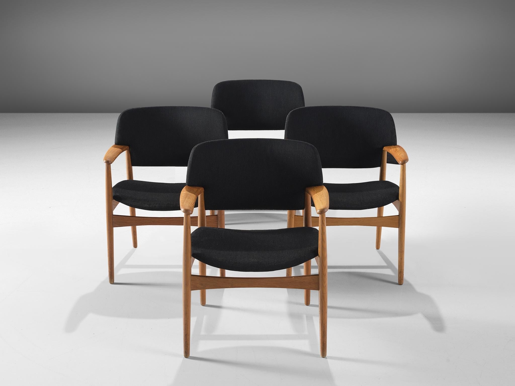 Aksel Bender Madsen for Fritz Hansen Set of Four Armchairs in Oak seating Morentz