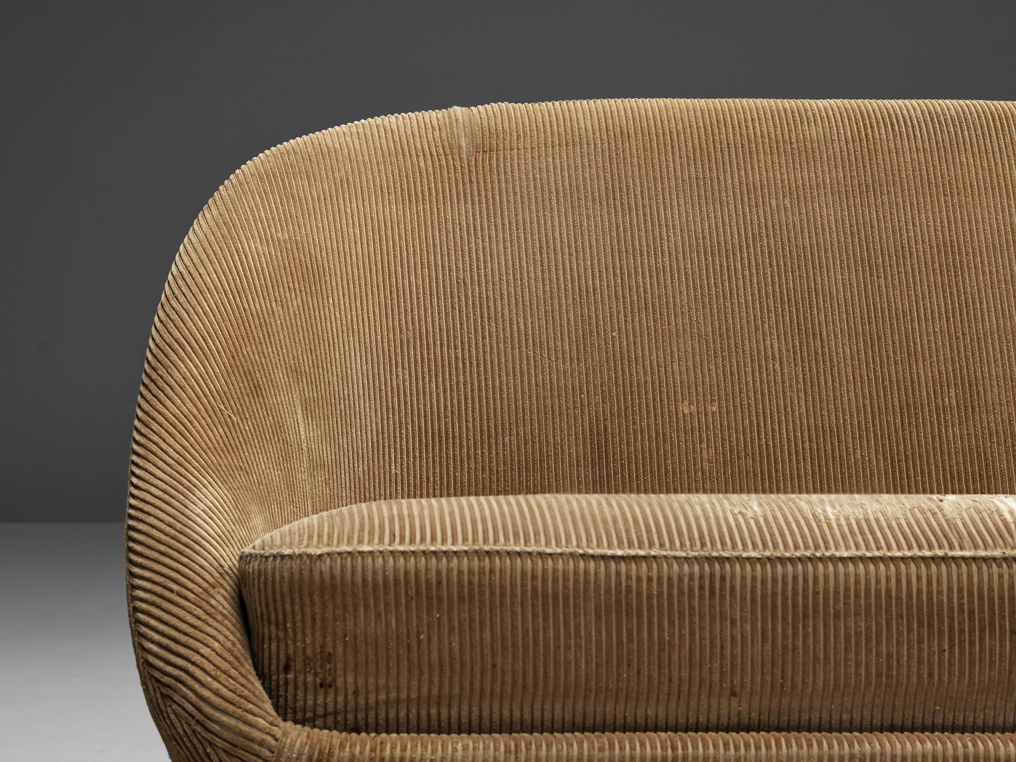 Theo Ruth for Artifort Sofa in Beige Corduroy Upholstery