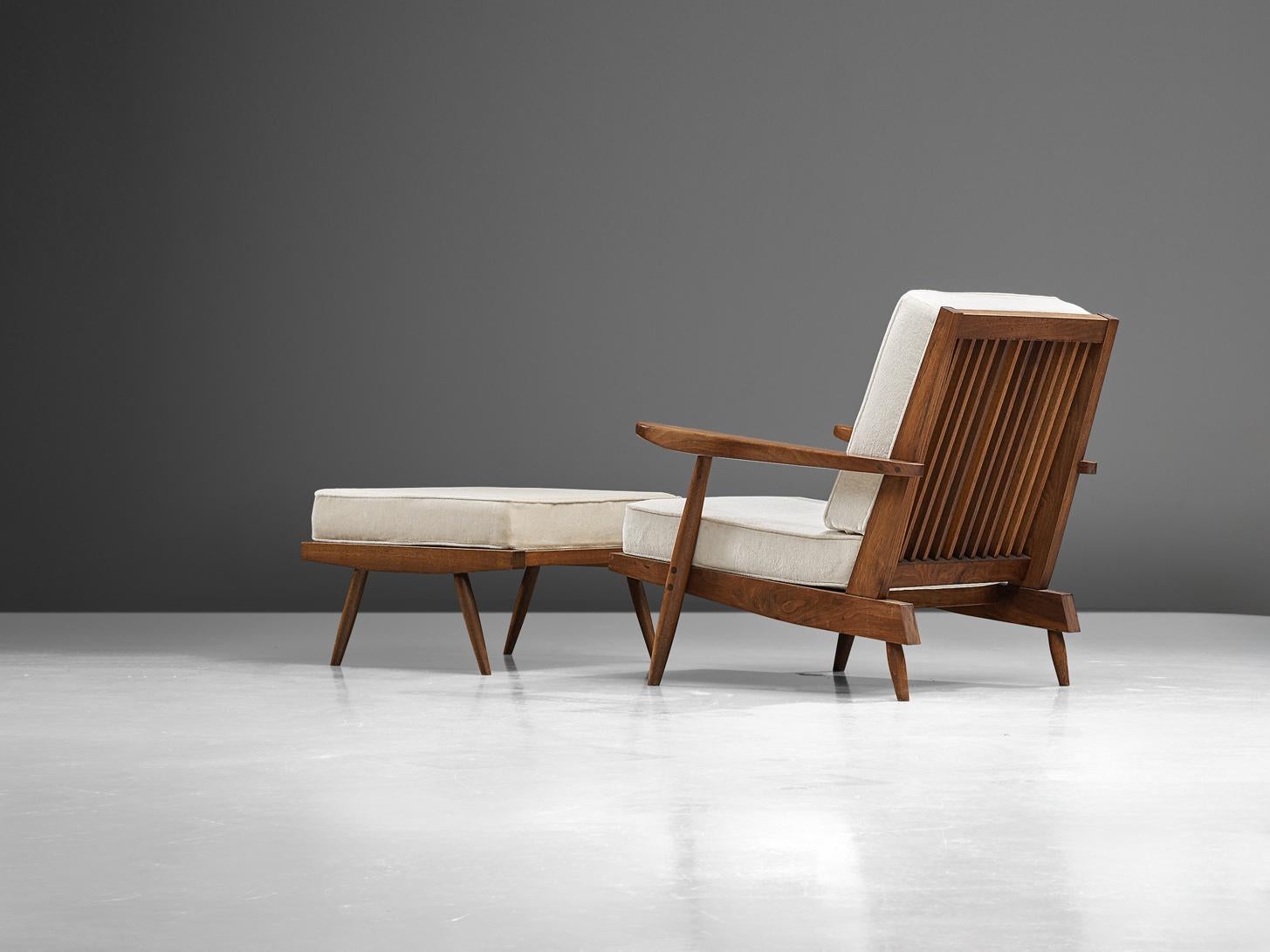 George Nakashima Spindleback Lounge Chair with Ottoman in Walnut