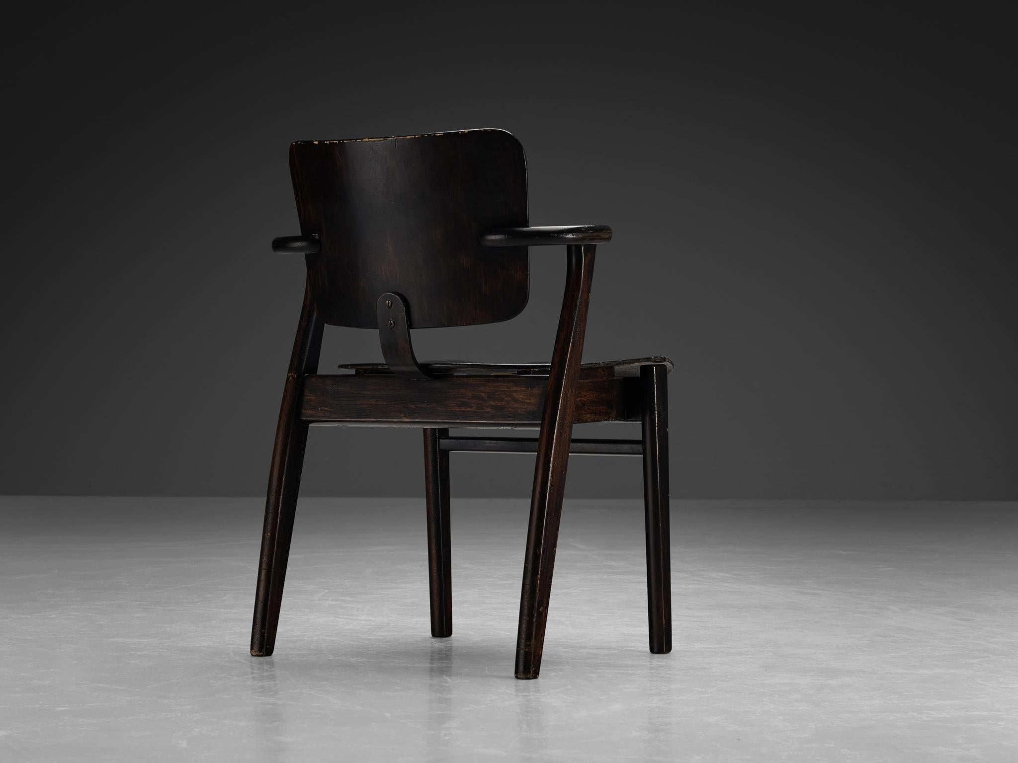 Ilmari Tapiovaara Set of Four ‘Domus’ Dining Chairs in Black Stained Teak seating Morentz