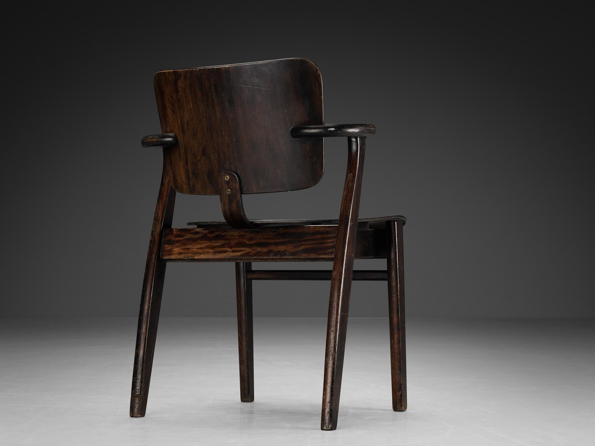 Ilmari Tapiovaara Set of Six ‘Domus’ Dining Chairs in Black Stained Teak seating Morentz