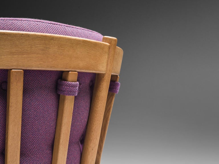 Guillerme & Chambron Lounge Chair in Purple Upholstery