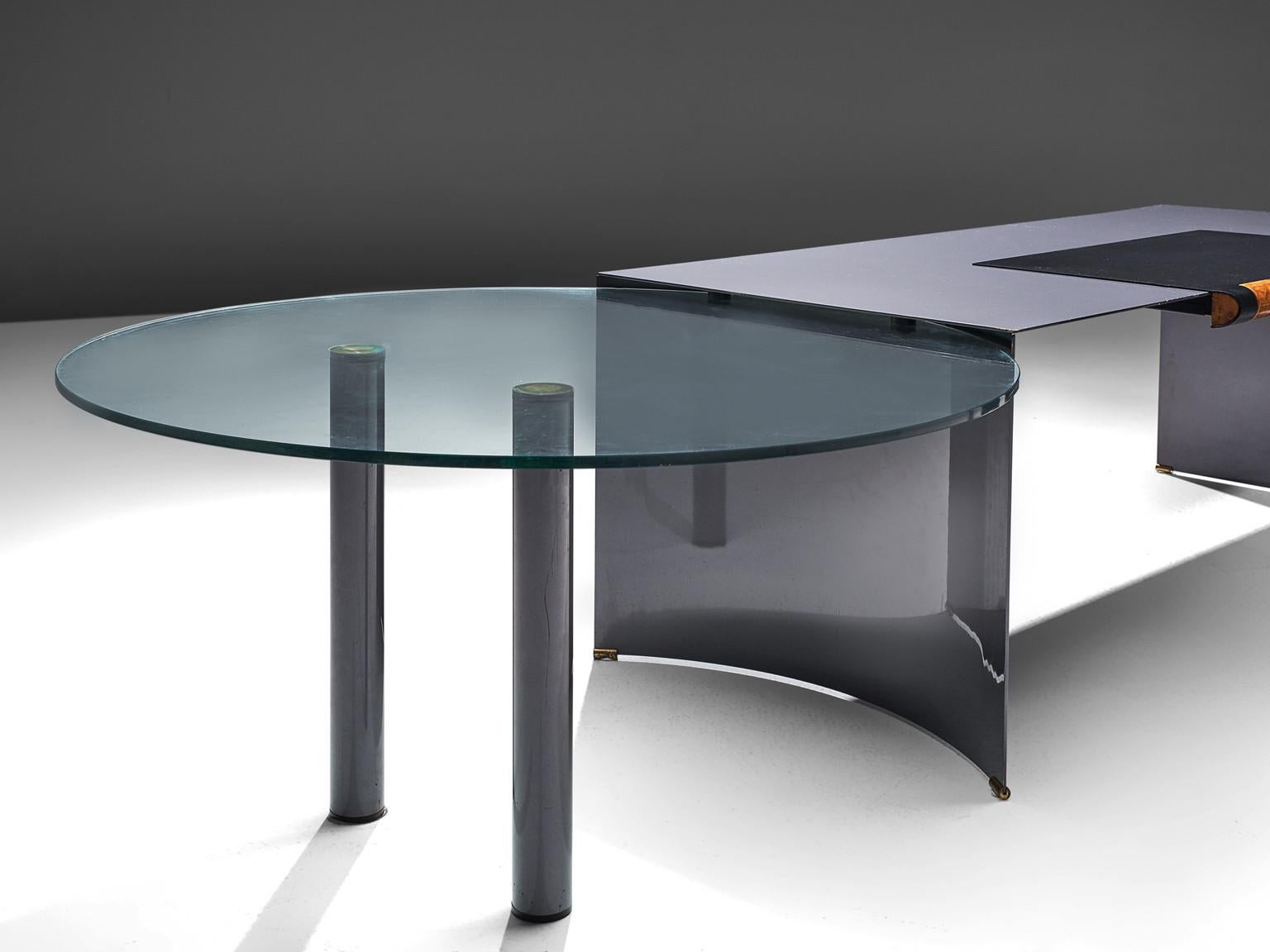 Paolo Piva for B&B 'Arcada' Desk in Leather and Burl tables Morentz