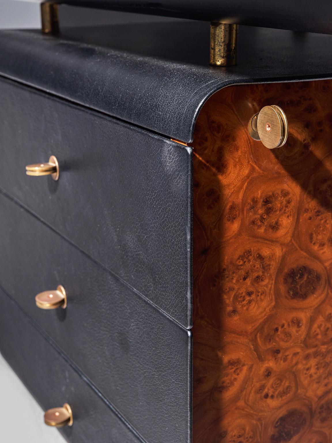 Paolo Piva for B&B 'Arcada' Desk in Leather and Burl tables Morentz