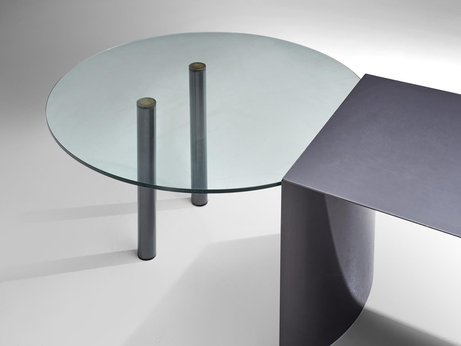 Paolo Piva for B&B 'Arcada' Desk in Leather and Burl tables Morentz