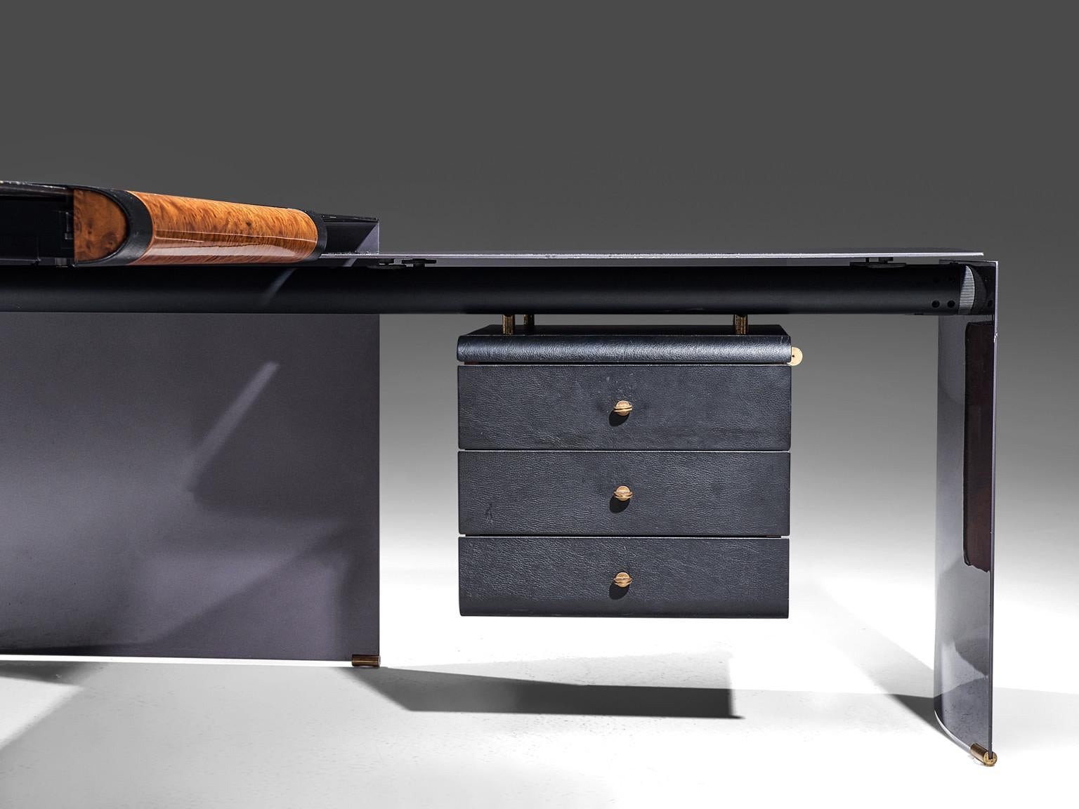 Paolo Piva for B&B 'Arcada' Desk in Leather and Burl tables Morentz