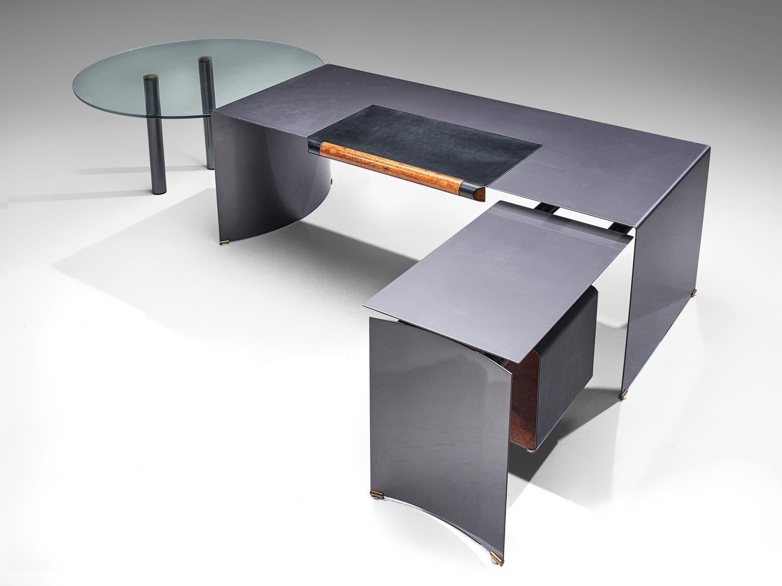 Paolo Piva for B&B 'Arcada' Desk in Leather and Burl tables Morentz