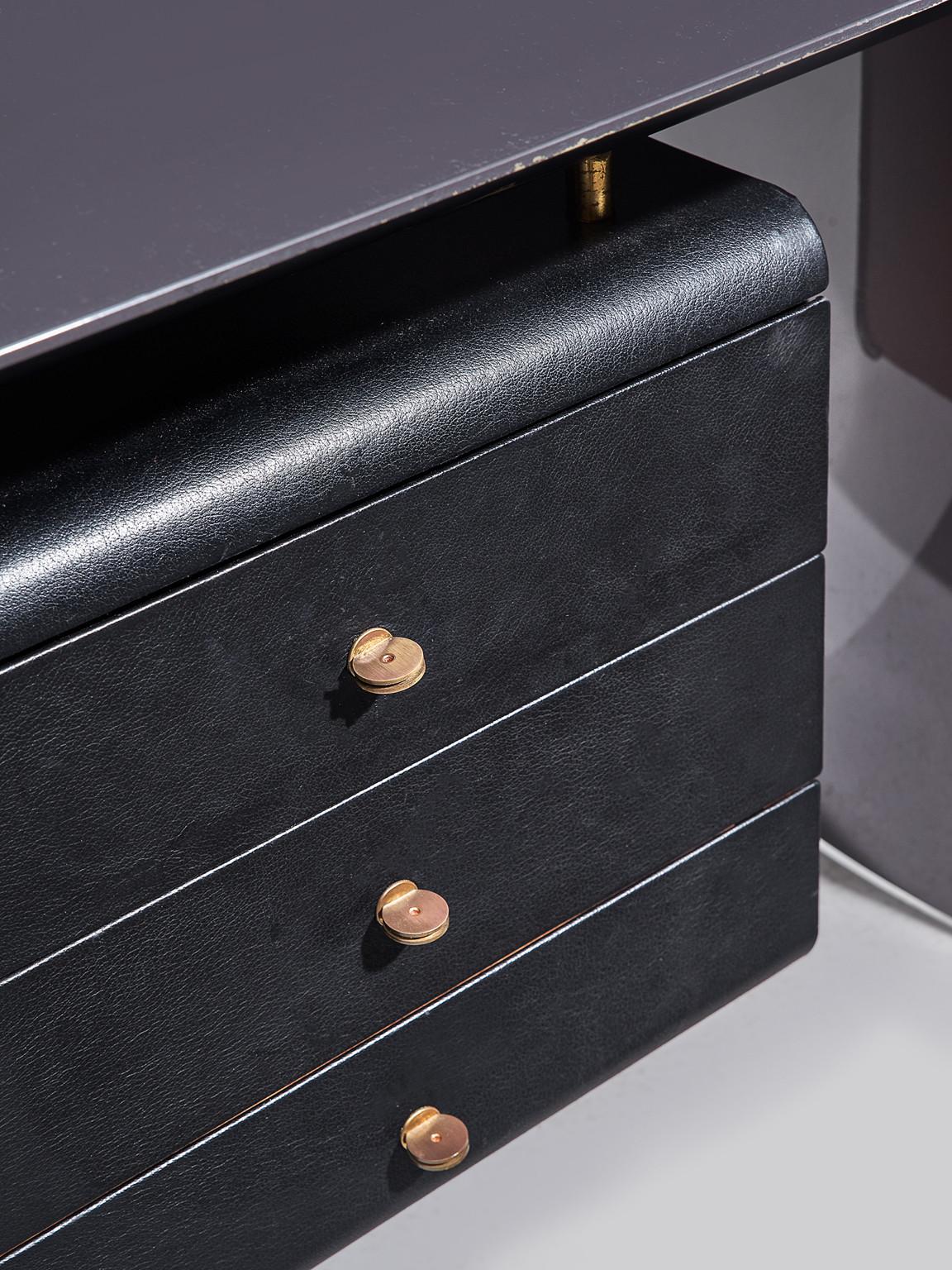 Paolo Piva for B&B 'Arcada' Desk in Leather and Burl tables Morentz