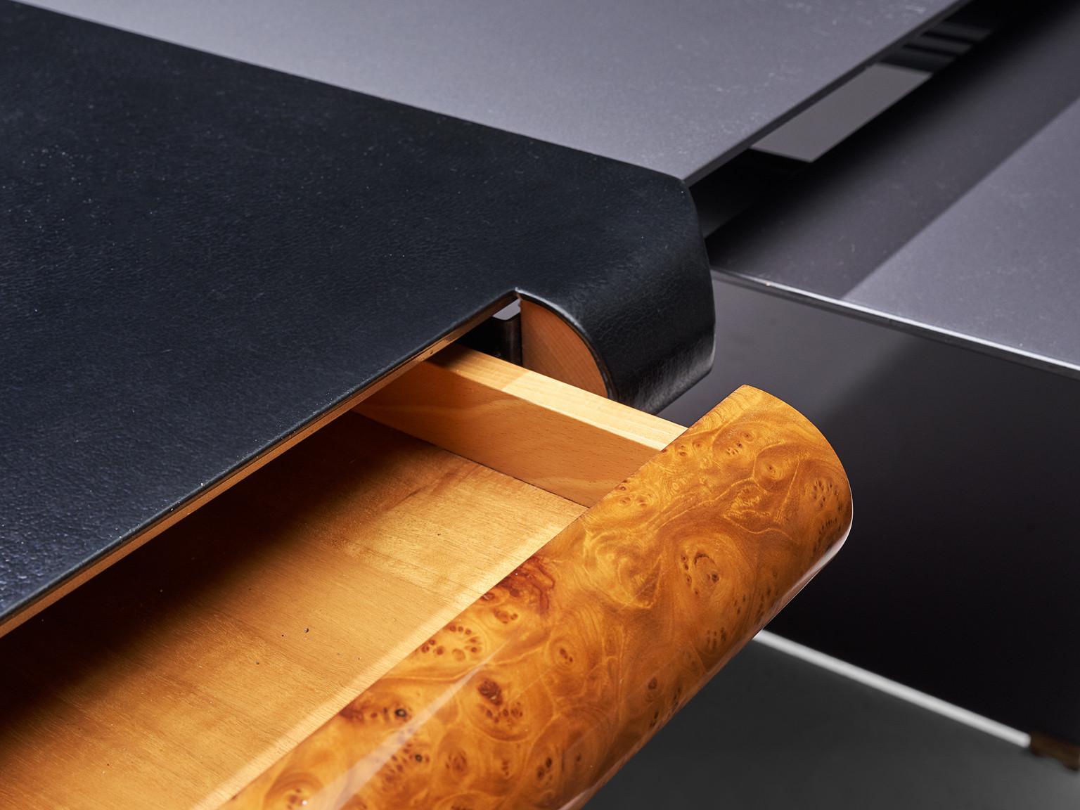Paolo Piva for B&B 'Arcada' Desk in Leather and Burl tables Morentz