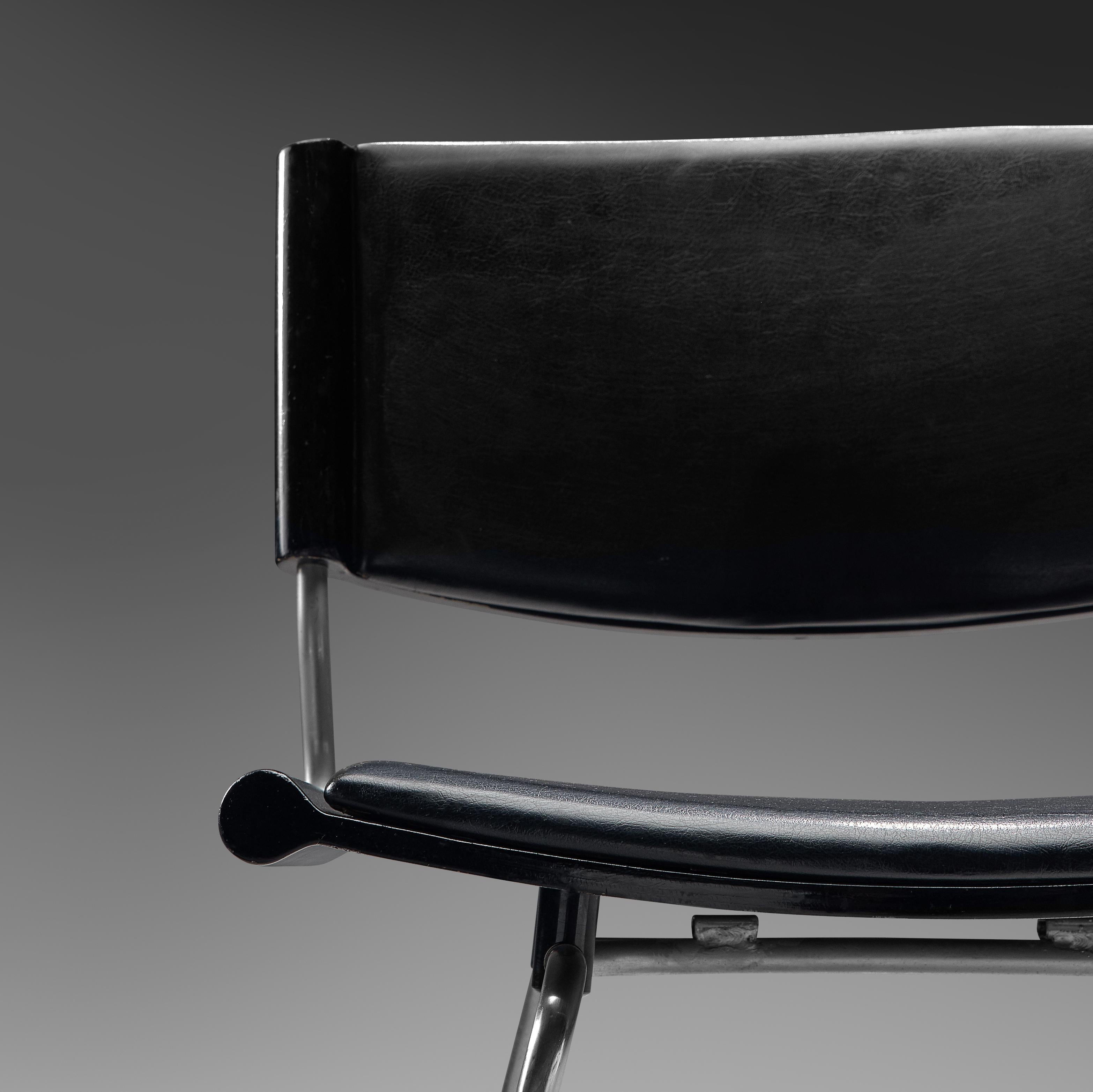 Nanna and Jørgen Ditzel Set of Four 'Badminton' Chair in Black Leather seating Morentz