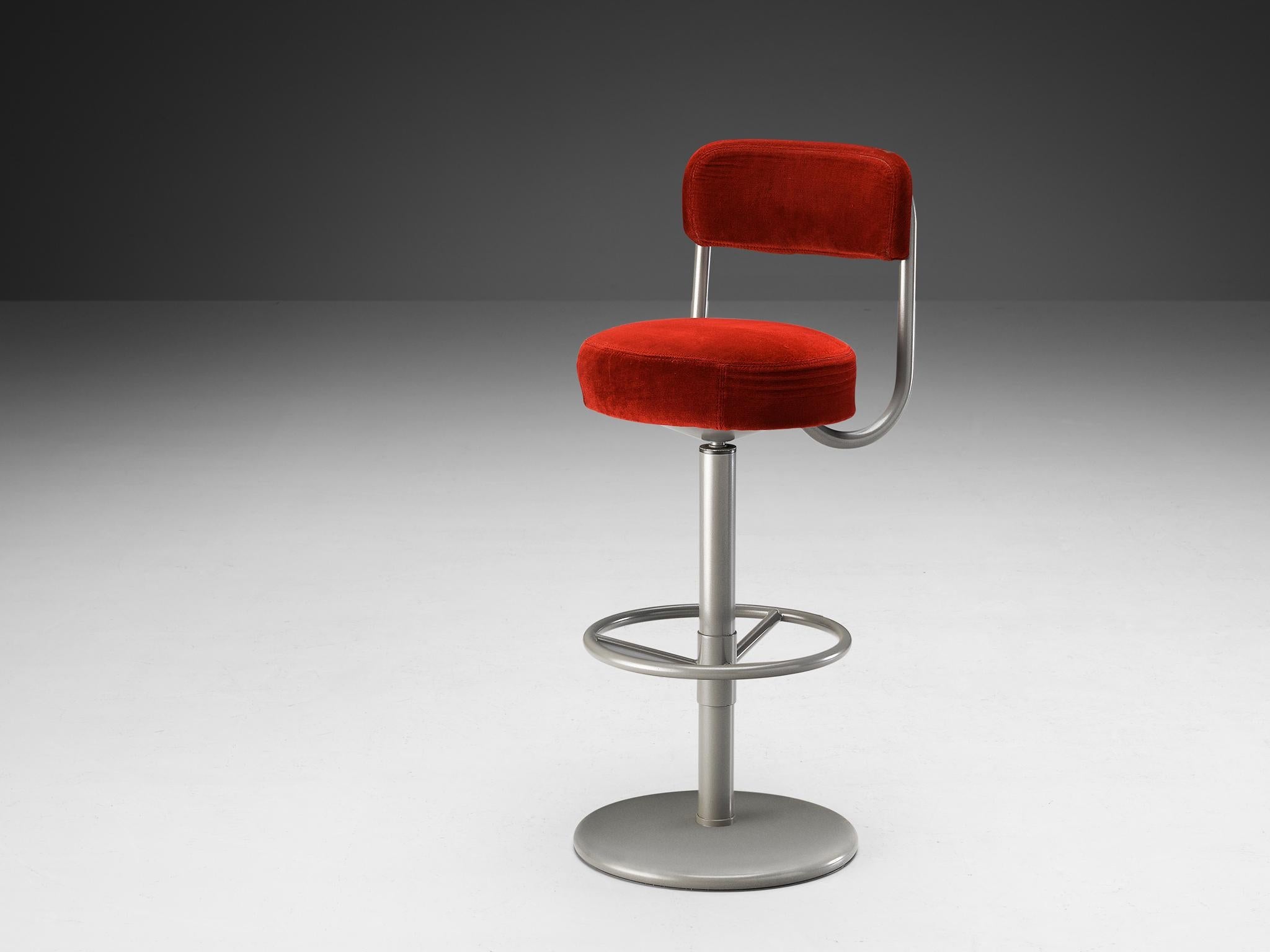 Börje Johanson Barstool in Red Velvet Upholstery seating Morentz