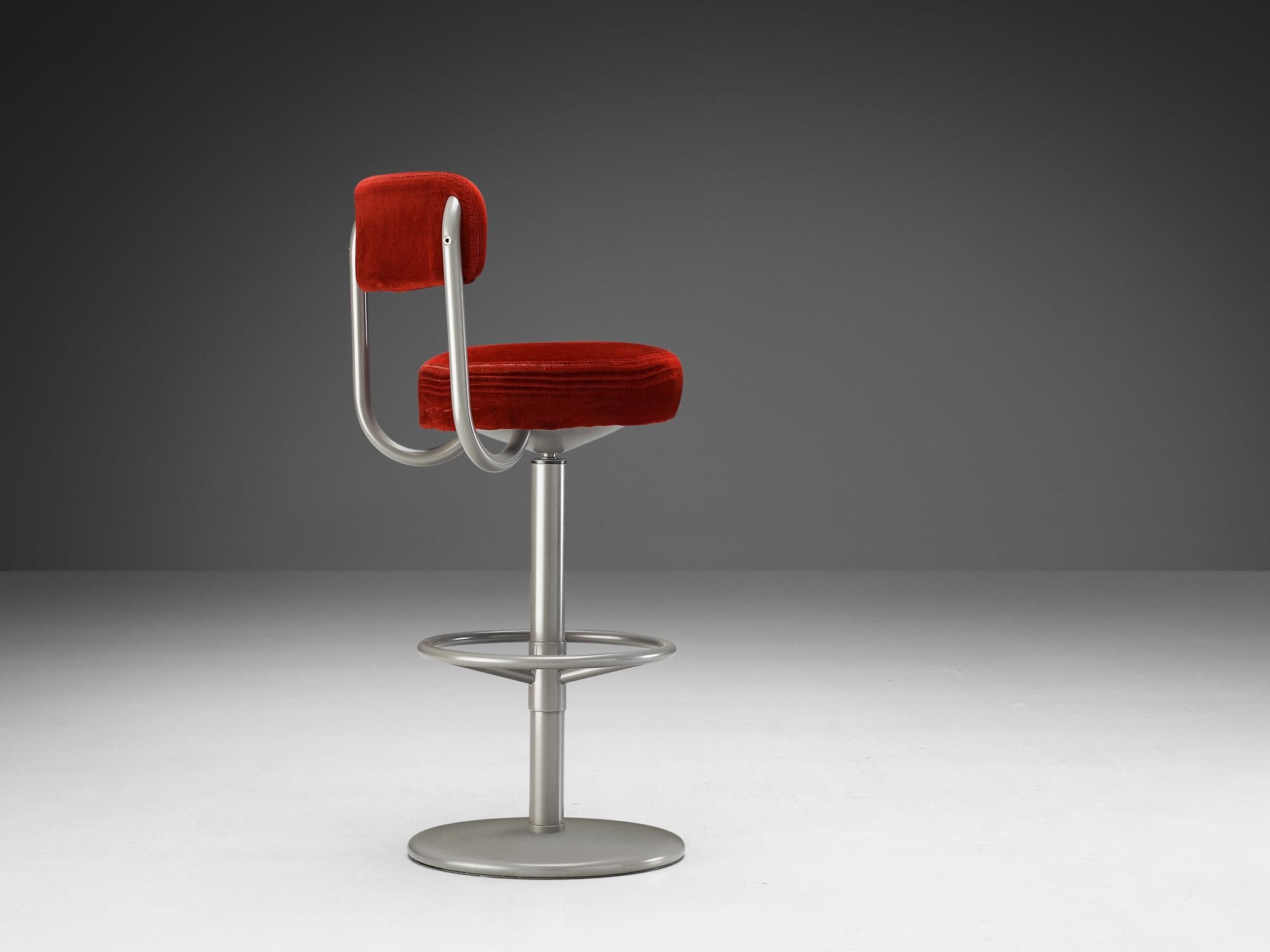Börje Johanson Barstool in Red Velvet Upholstery seating Morentz