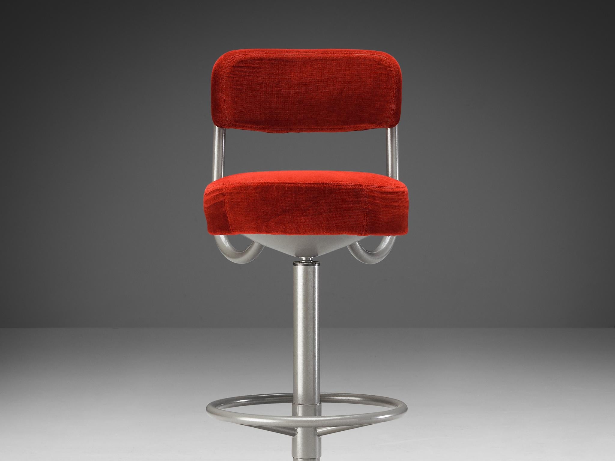 Börje Johanson Barstool in Red Velvet Upholstery seating Morentz