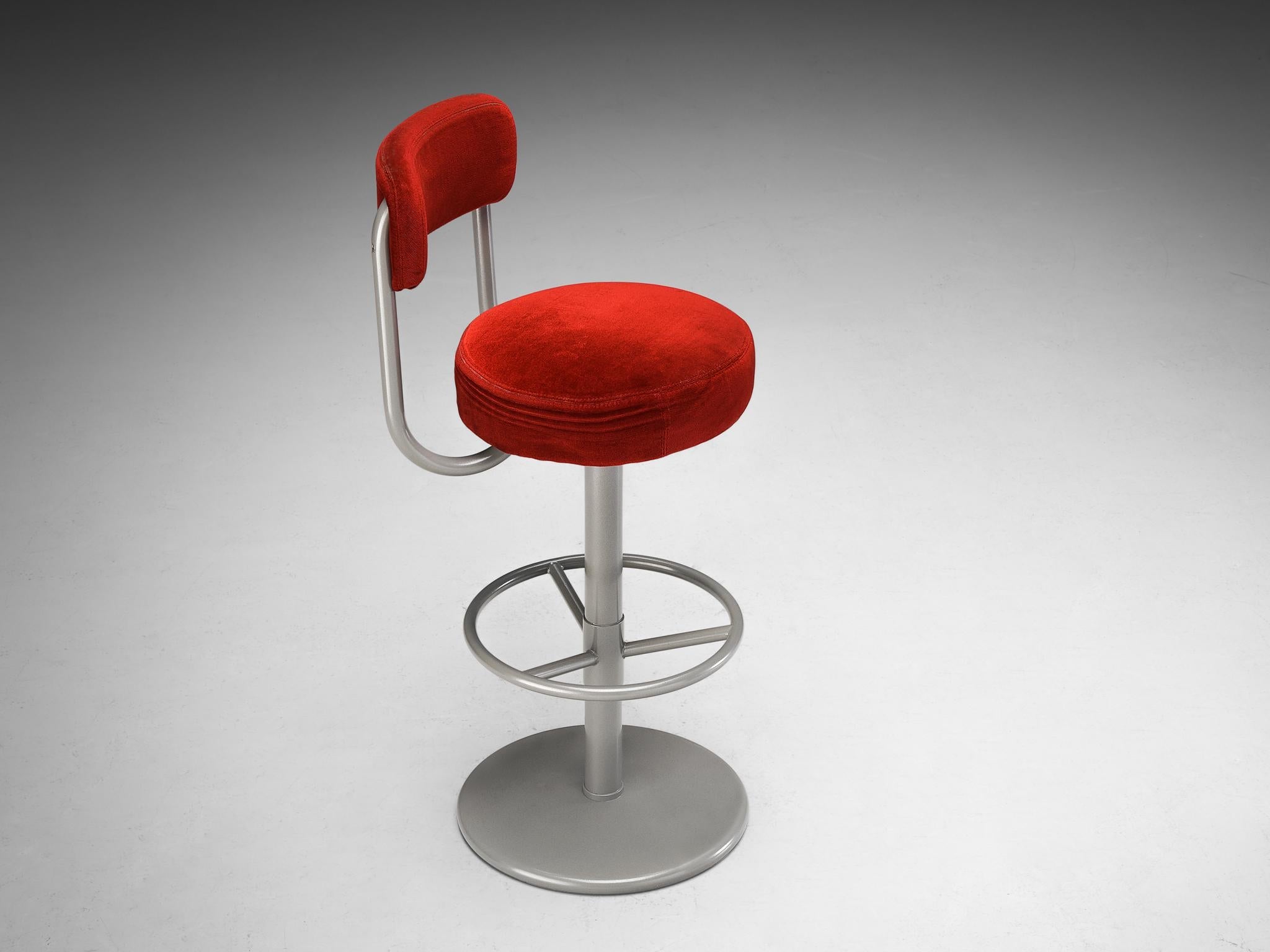Börje Johanson Barstool in Red Velvet Upholstery seating Morentz