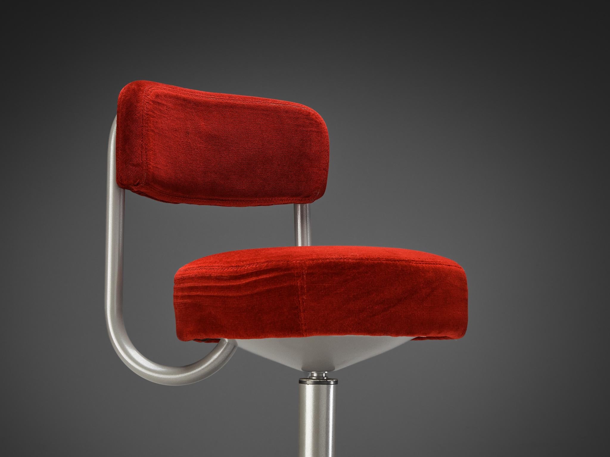 Börje Johanson Barstool in Red Velvet Upholstery seating Morentz