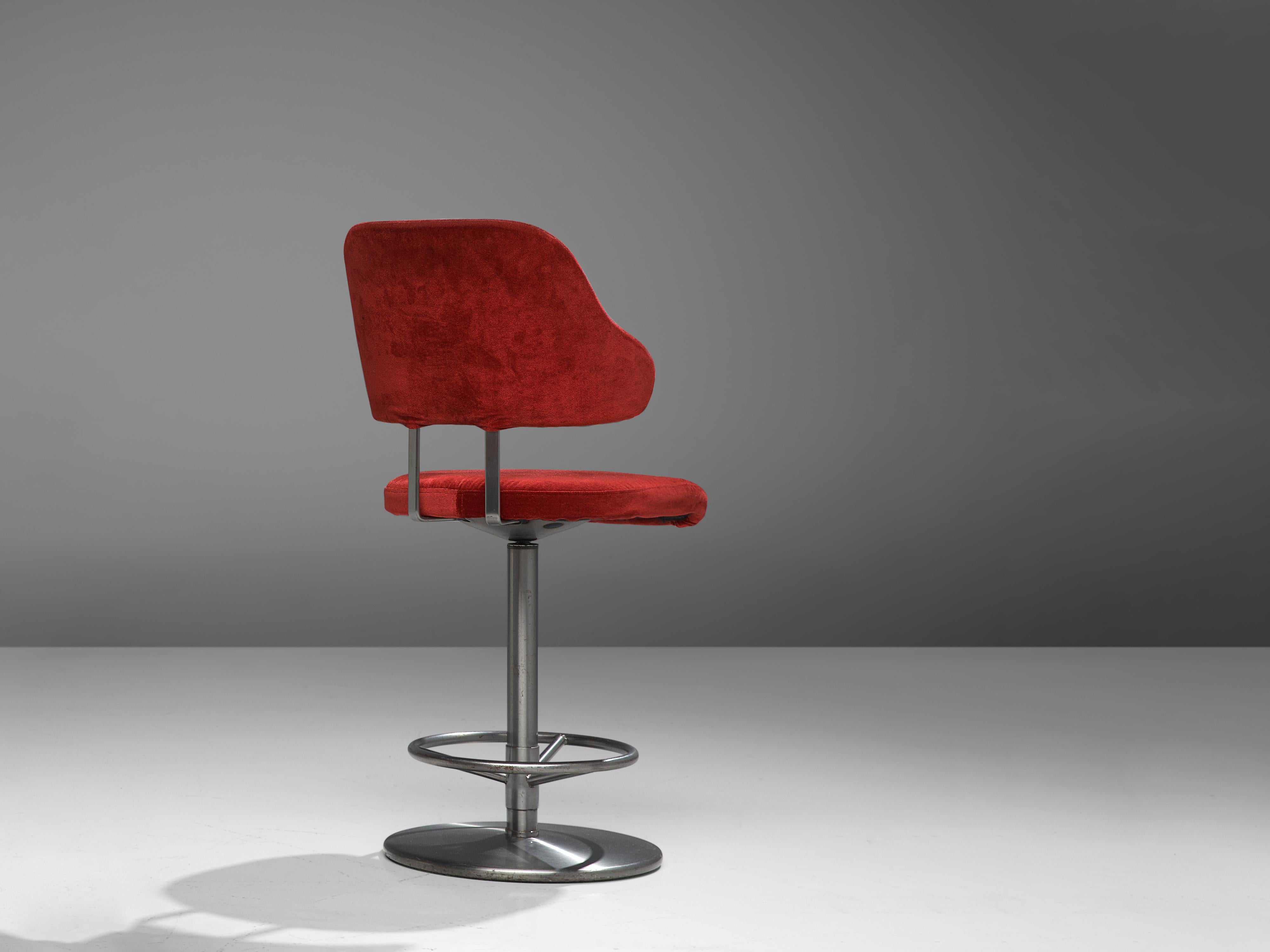 Barstool in Red Velvet Upholstery seating Morentz