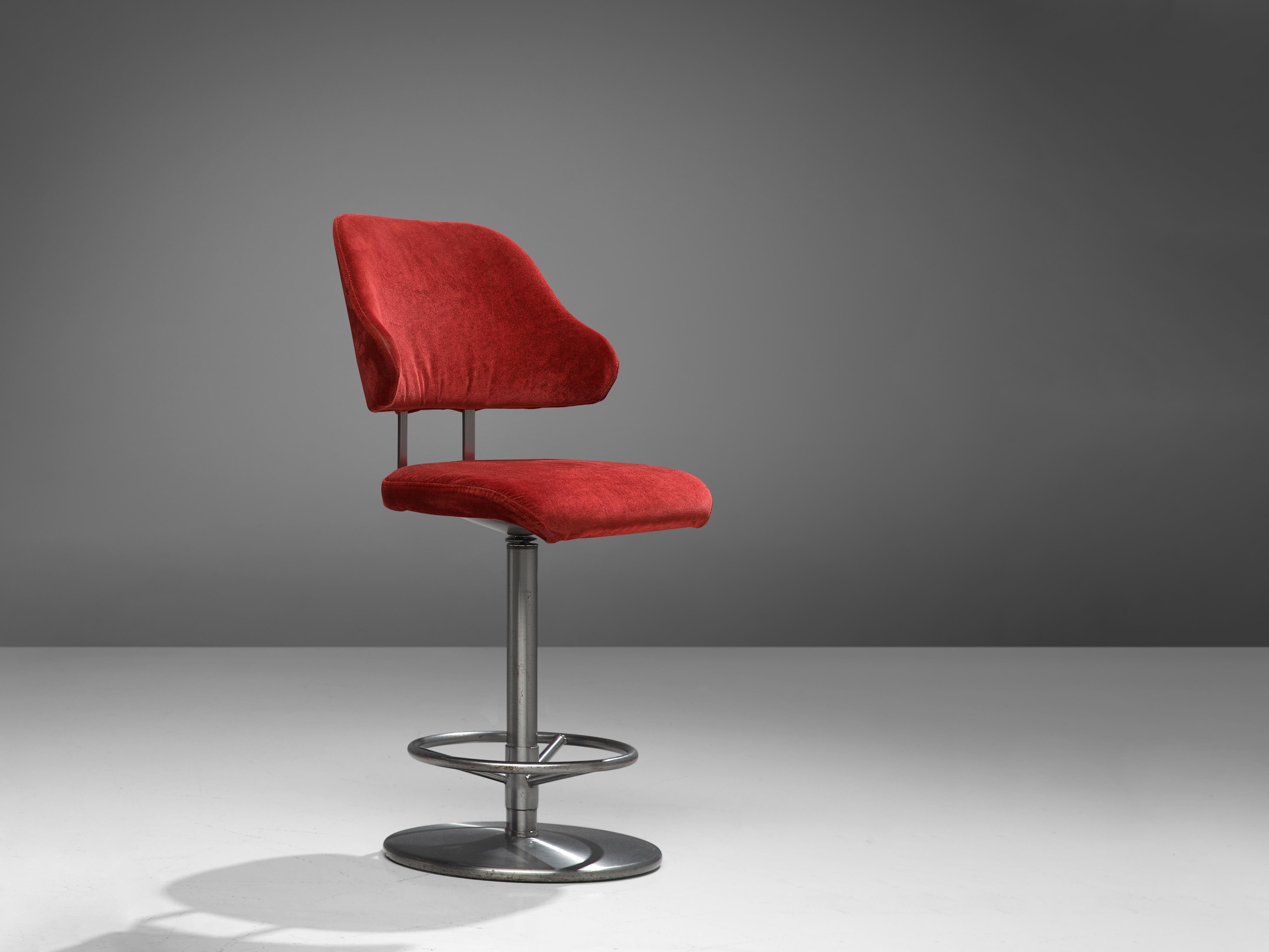 Barstool in Red Velvet Upholstery seating Morentz