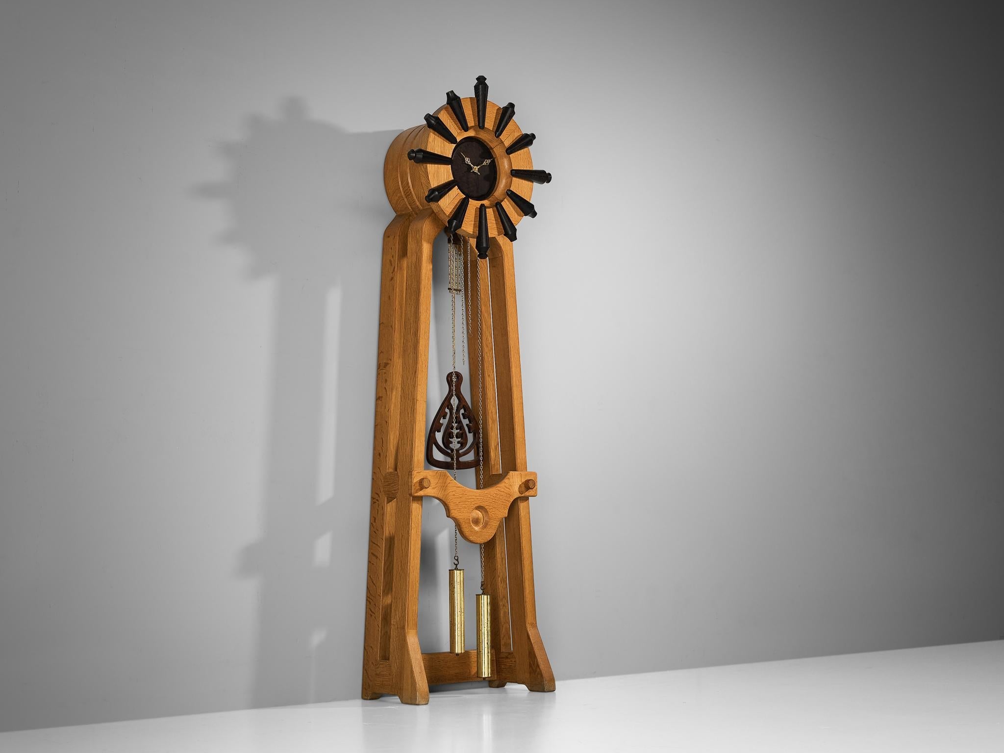 Guillerme & Chambron Longcase Clock in Oak with Brass Accents decorative objects Morentz