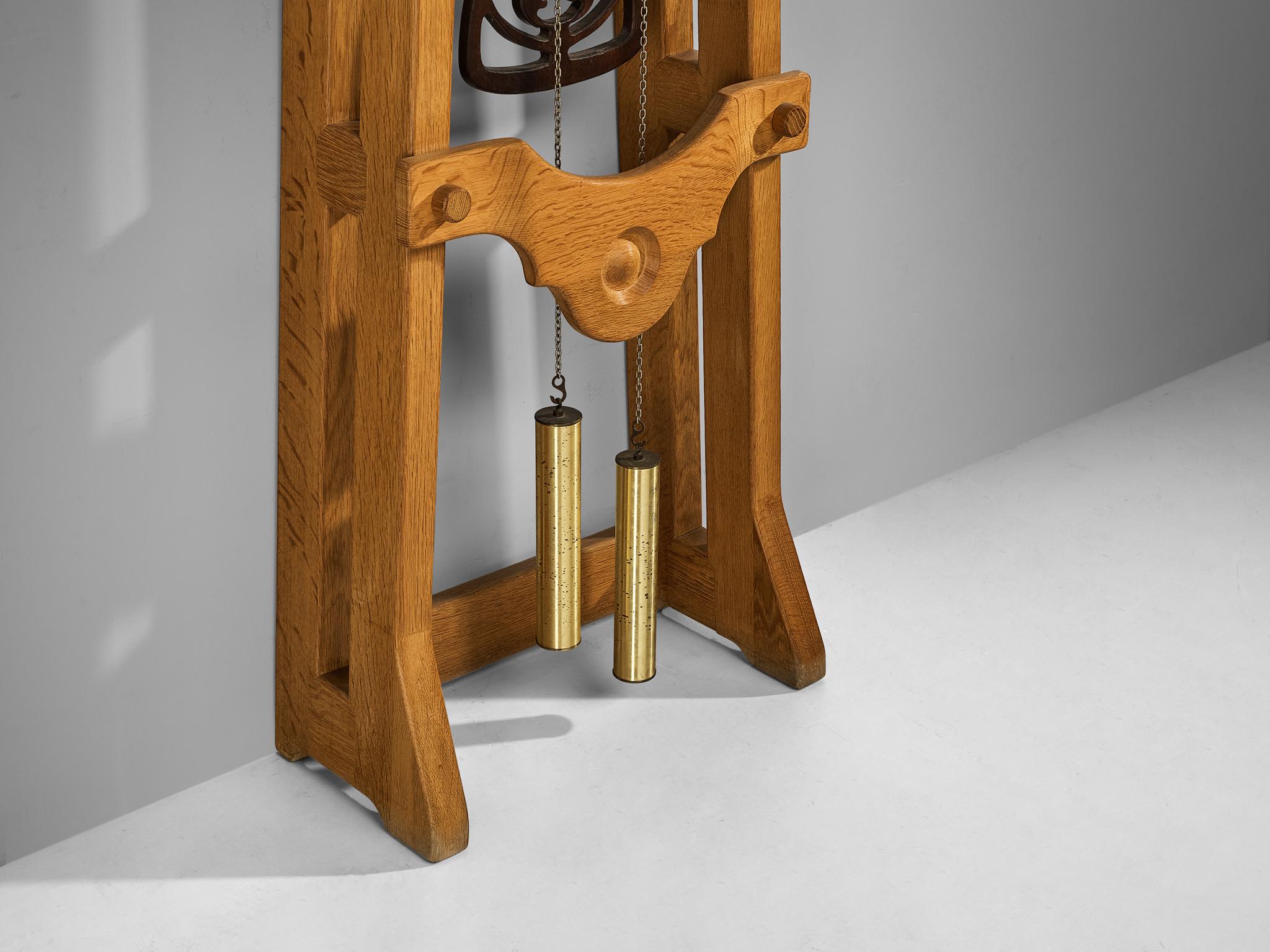 Guillerme & Chambron Longcase Clock in Oak with Brass Accents decorative objects Morentz