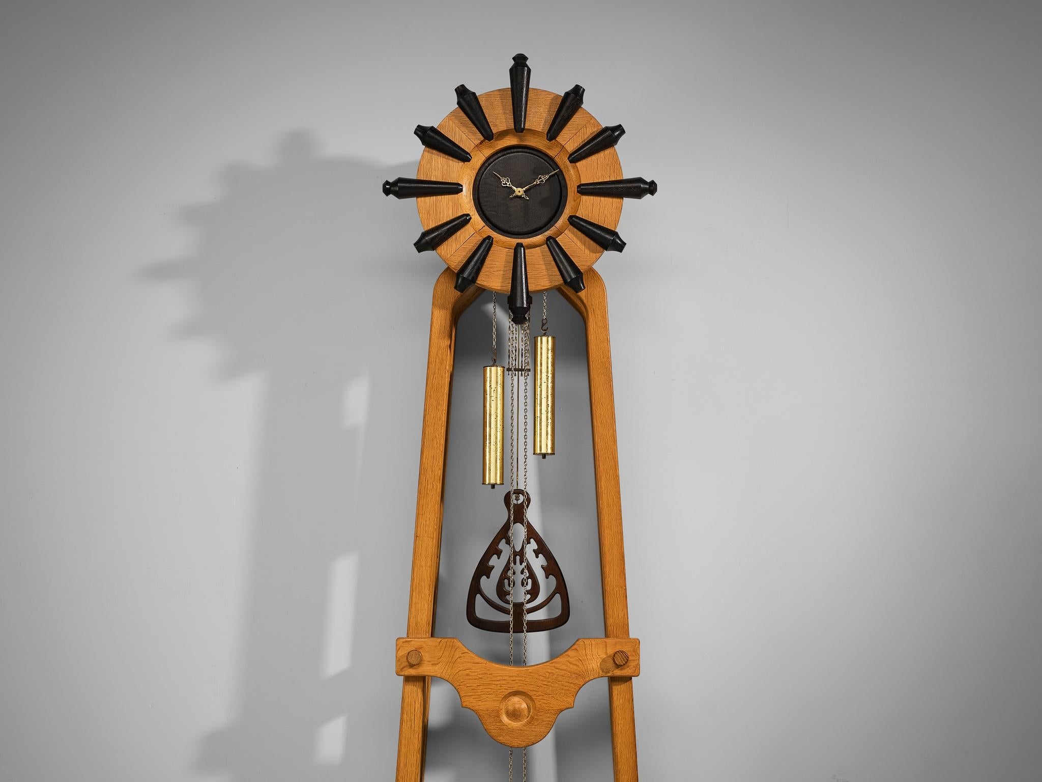 Guillerme & Chambron Longcase Clock in Oak with Brass Accents decorative objects Morentz