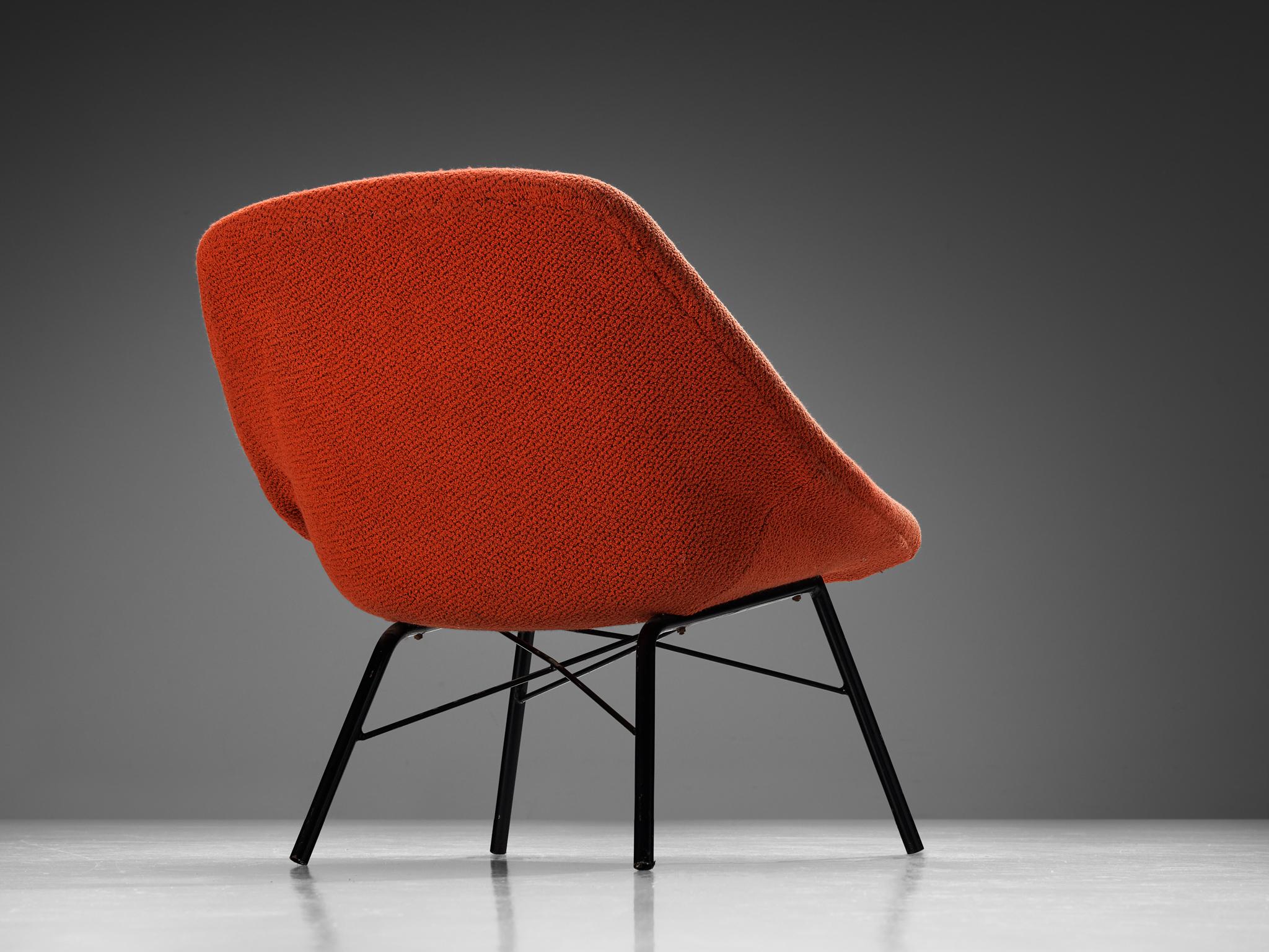 TON Mid-Century Modern Lounge Chair with Sculptural Frame in Red Upholstery seating Morentz