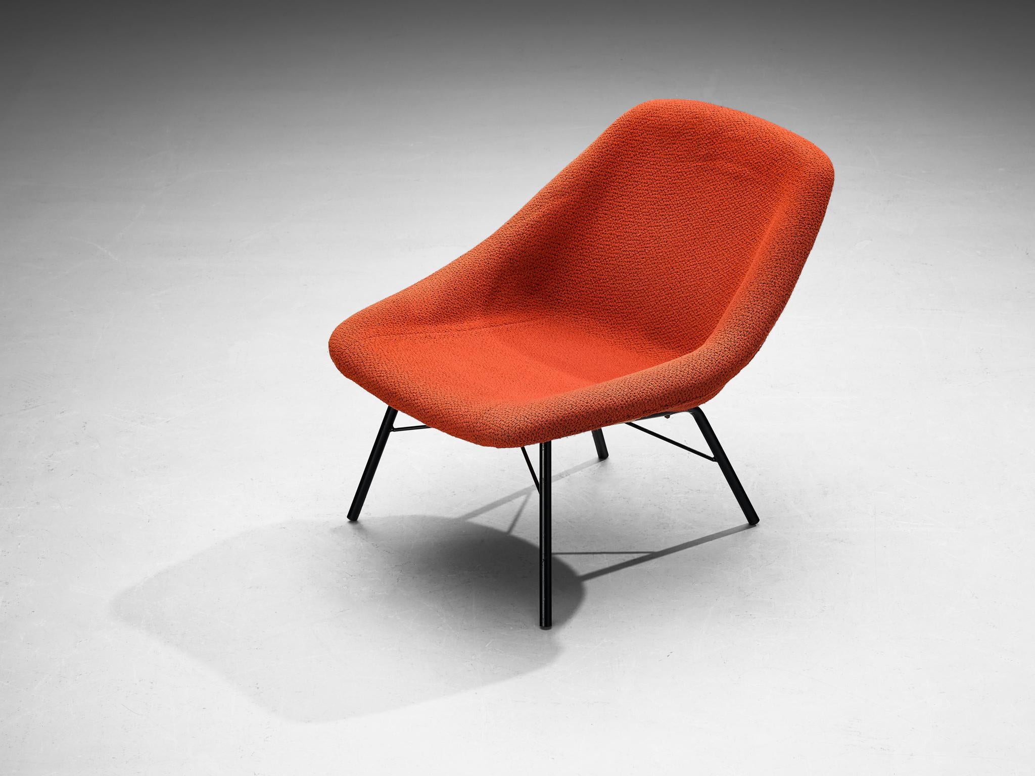 TON Mid-Century Modern Lounge Chair with Sculptural Frame in Red Upholstery seating Morentz