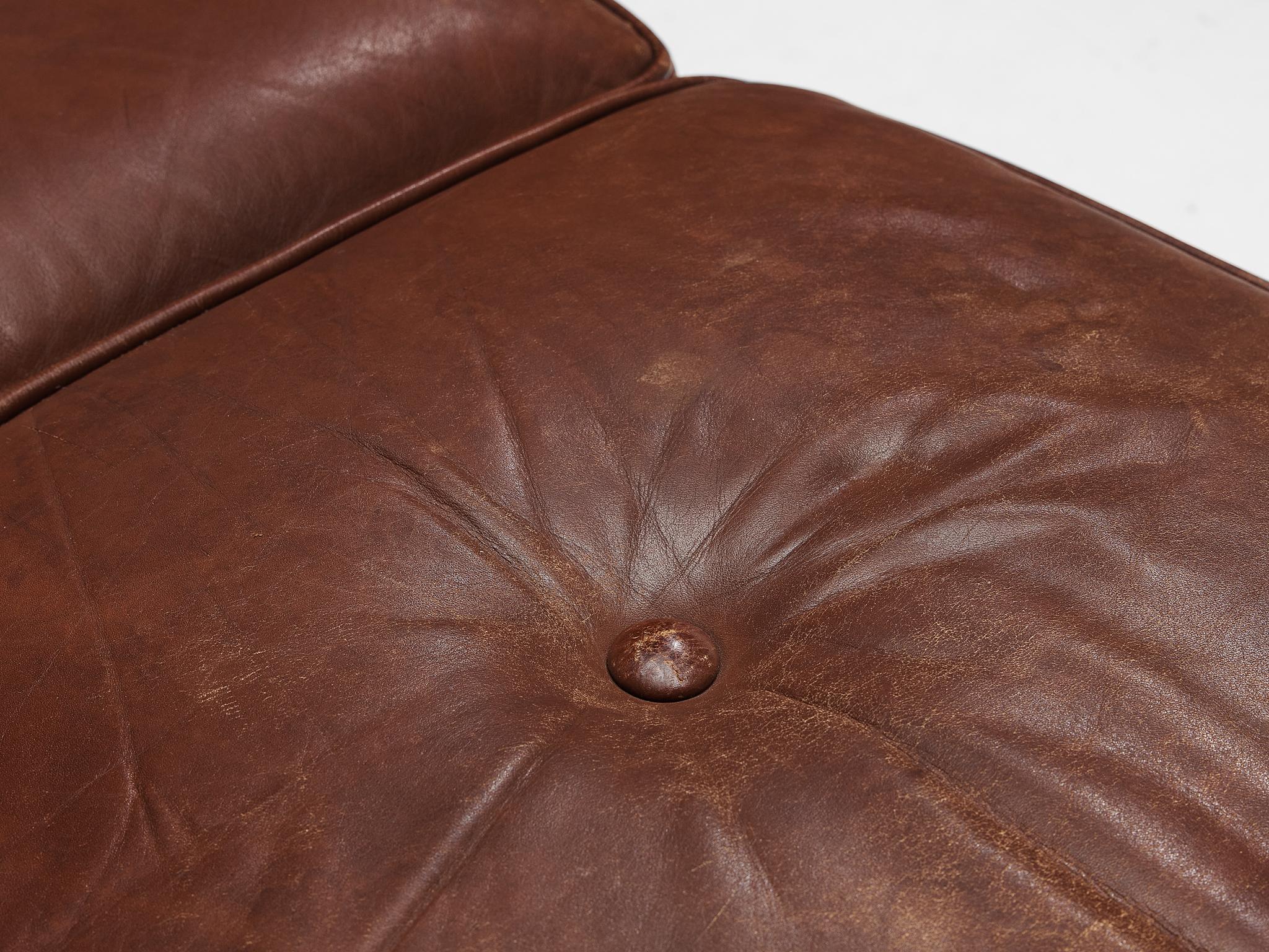 Danish Three Seater Sofa in Chestnut Brown Leather Upholstery seating Morentz