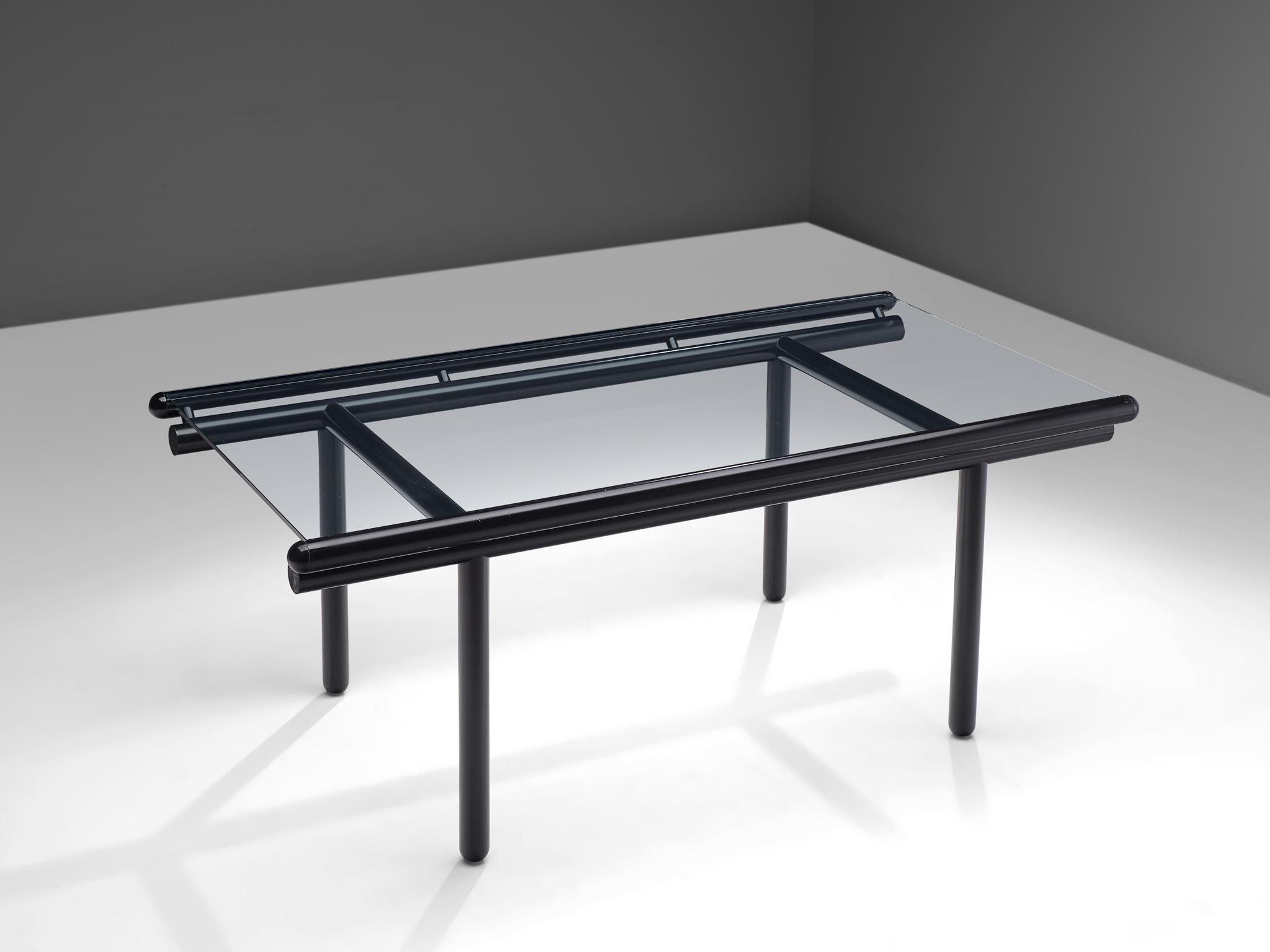 Cassina Dining Table 'Capri' in Black Metal and Glass tables Morentz