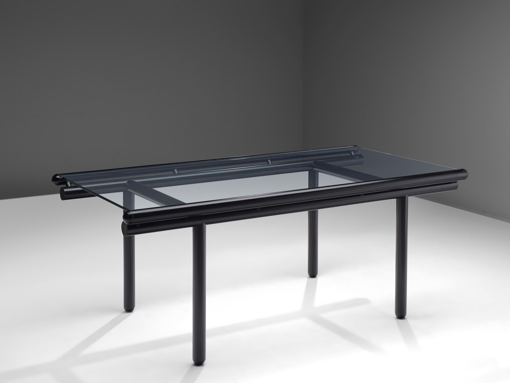 Cassina Dining Table 'Capri' in Black Metal and Glass tables Morentz